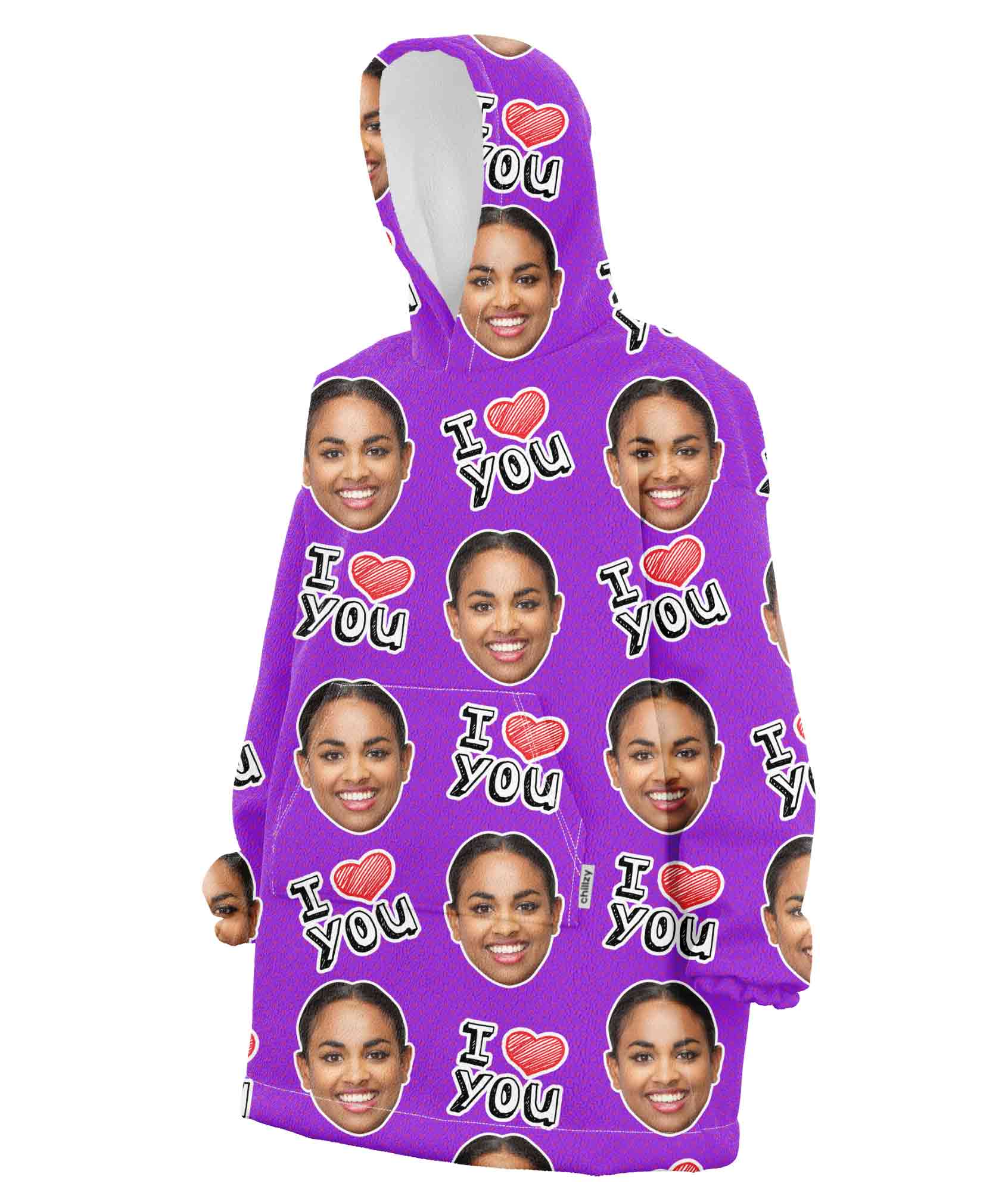 I Heart You Chillzy Hoodie Blanket