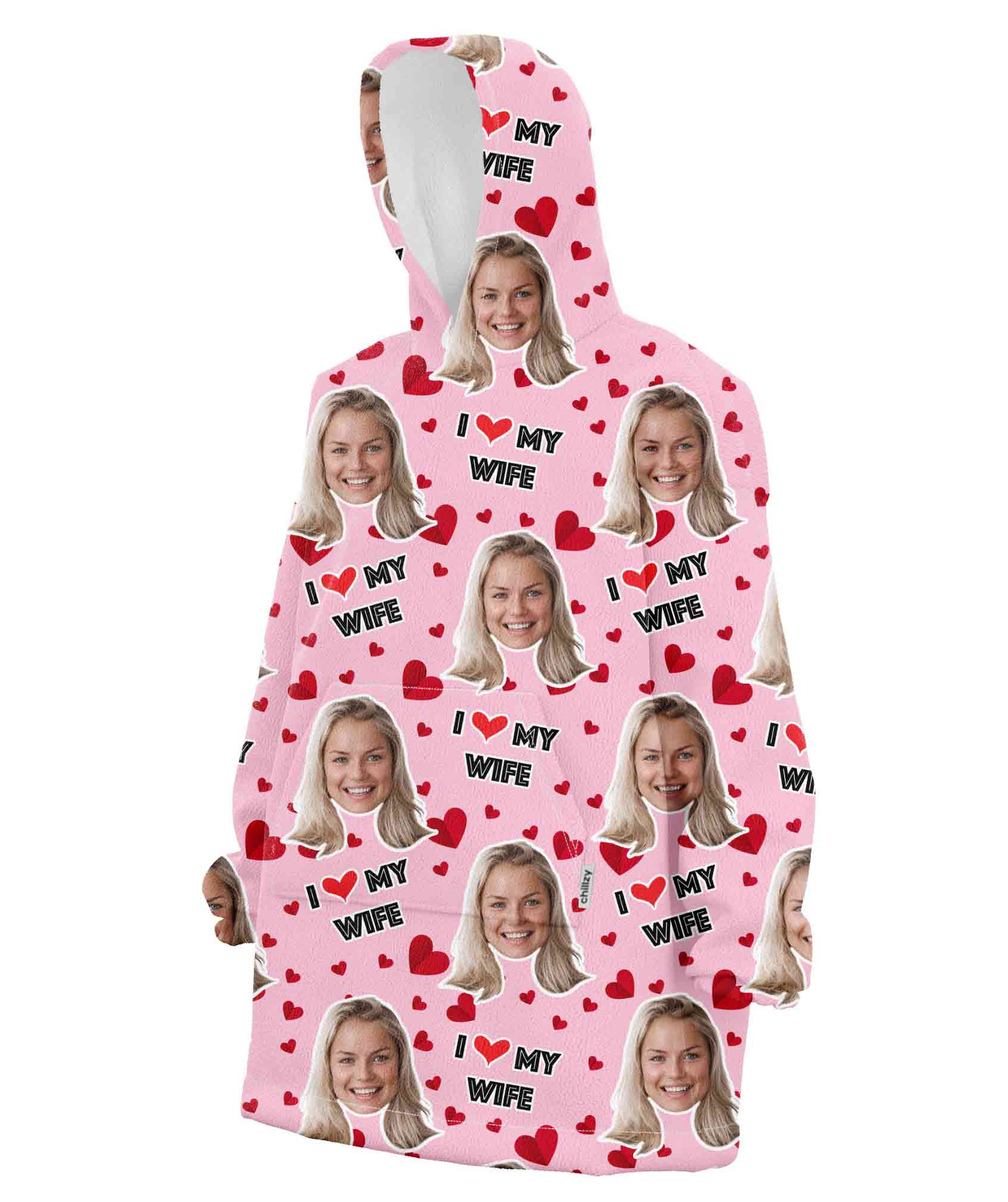I Love My Wife Chillzy Hoodie Blanket