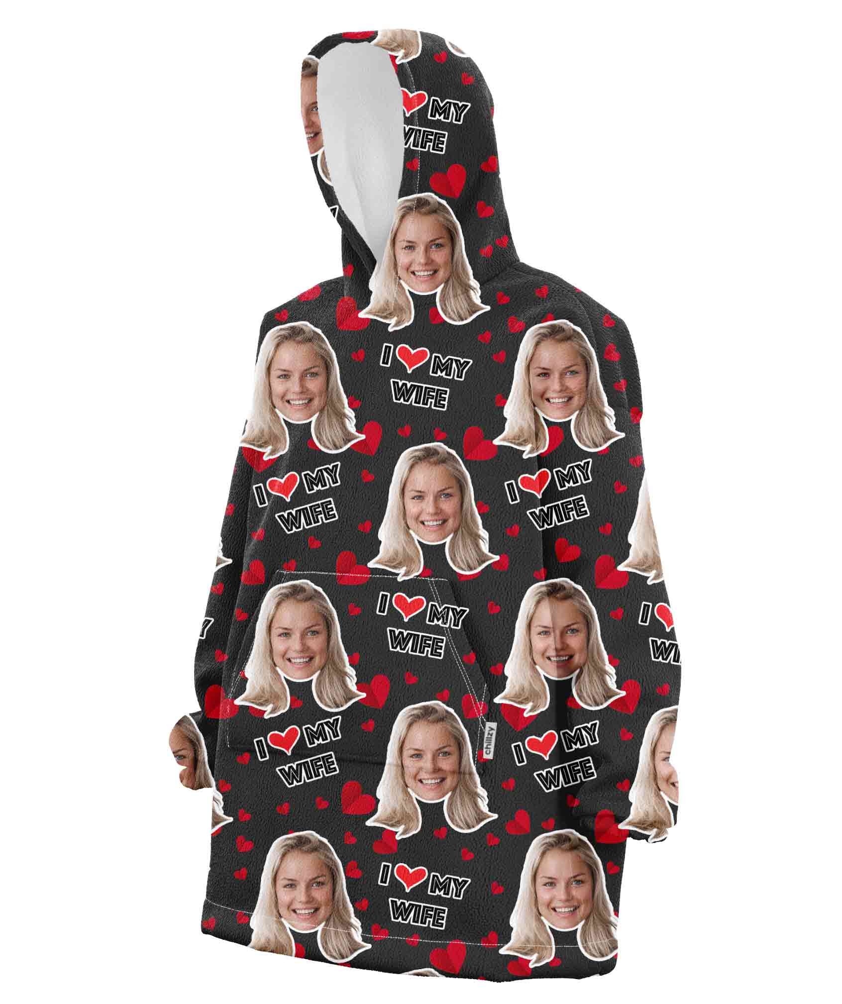 I Love My Wife Chillzy Hoodie Blanket