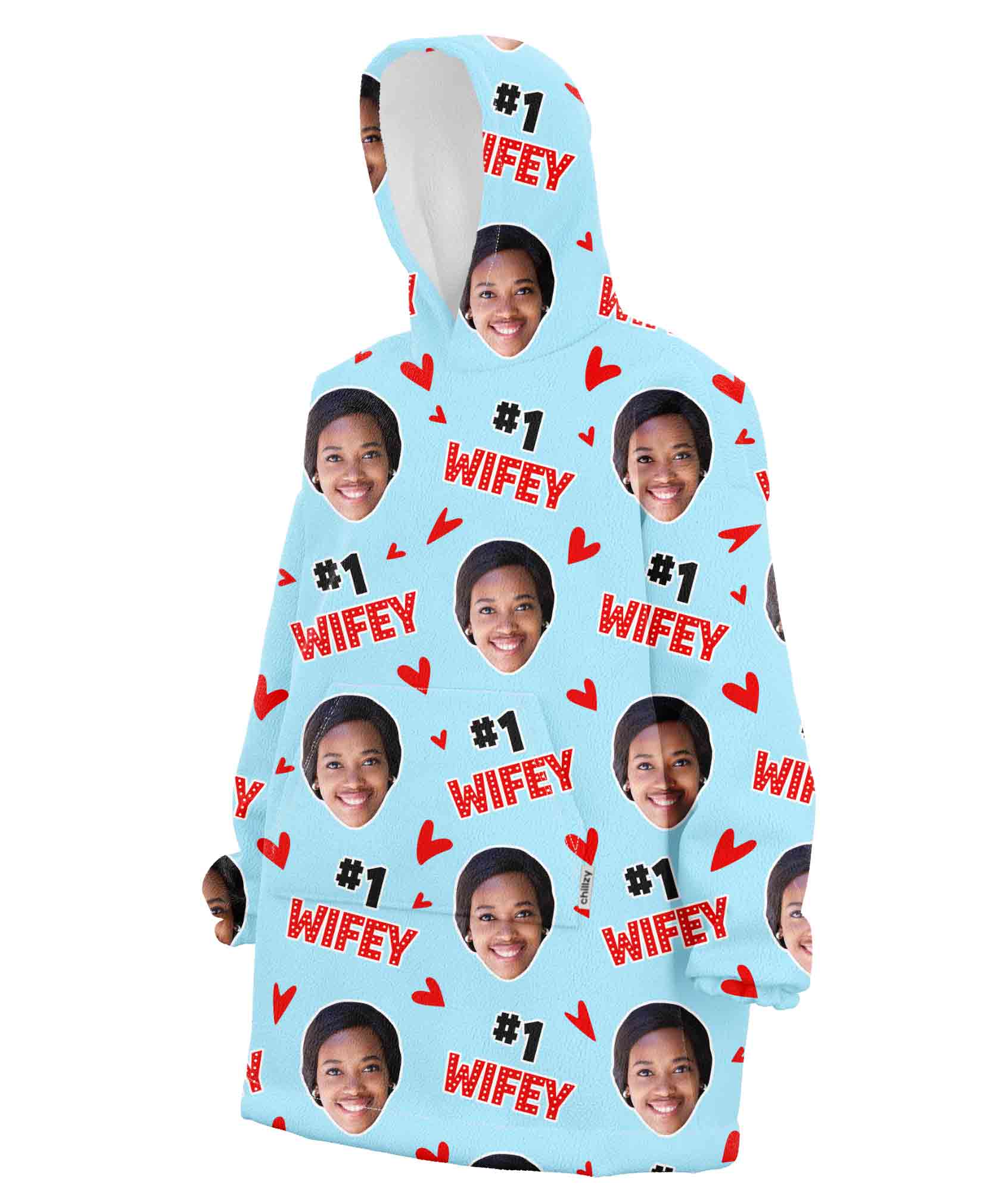 #1 Wifey Face Chillzy Hoodie Blanket