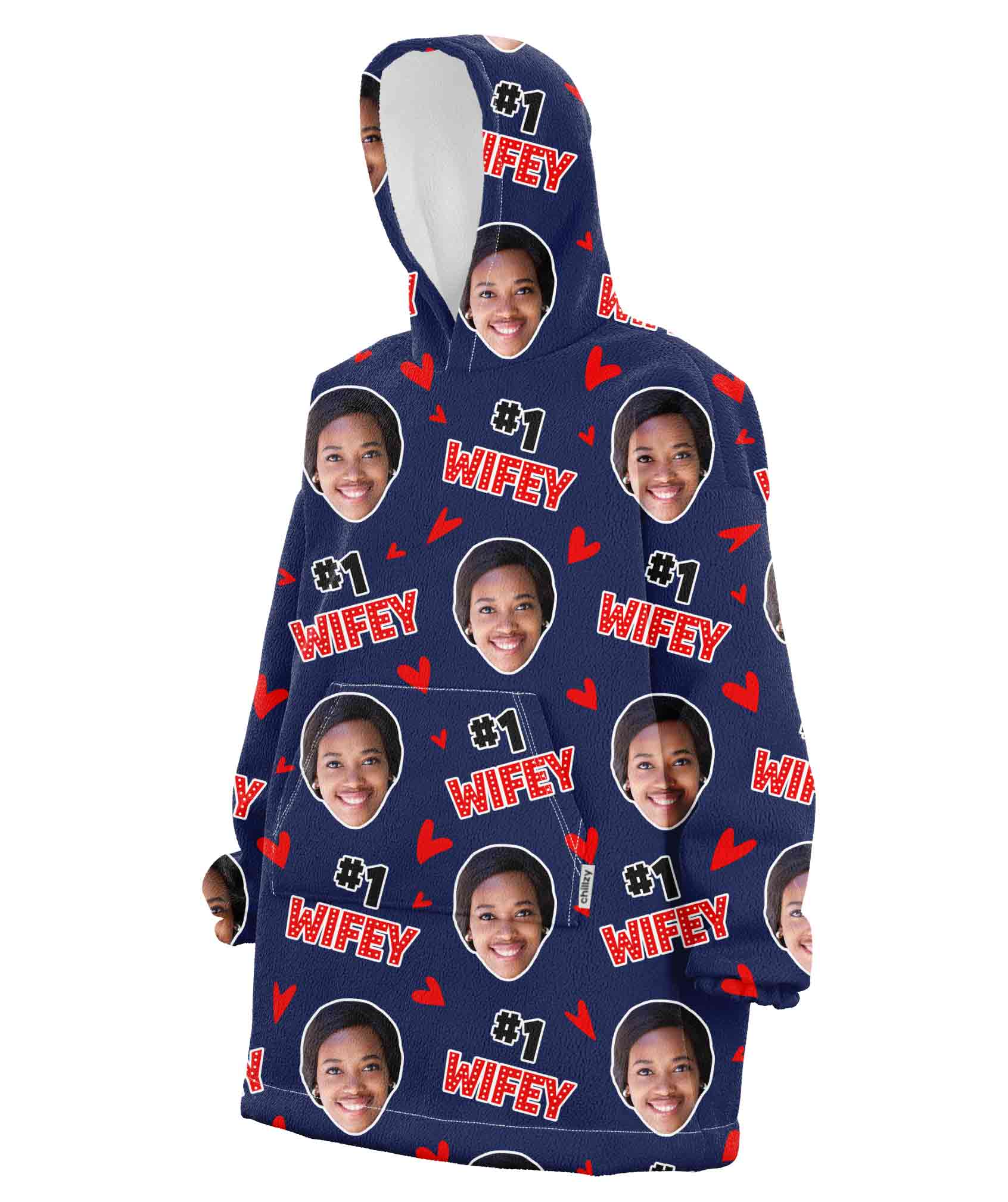 #1 Wifey Face Chillzy Hoodie Blanket