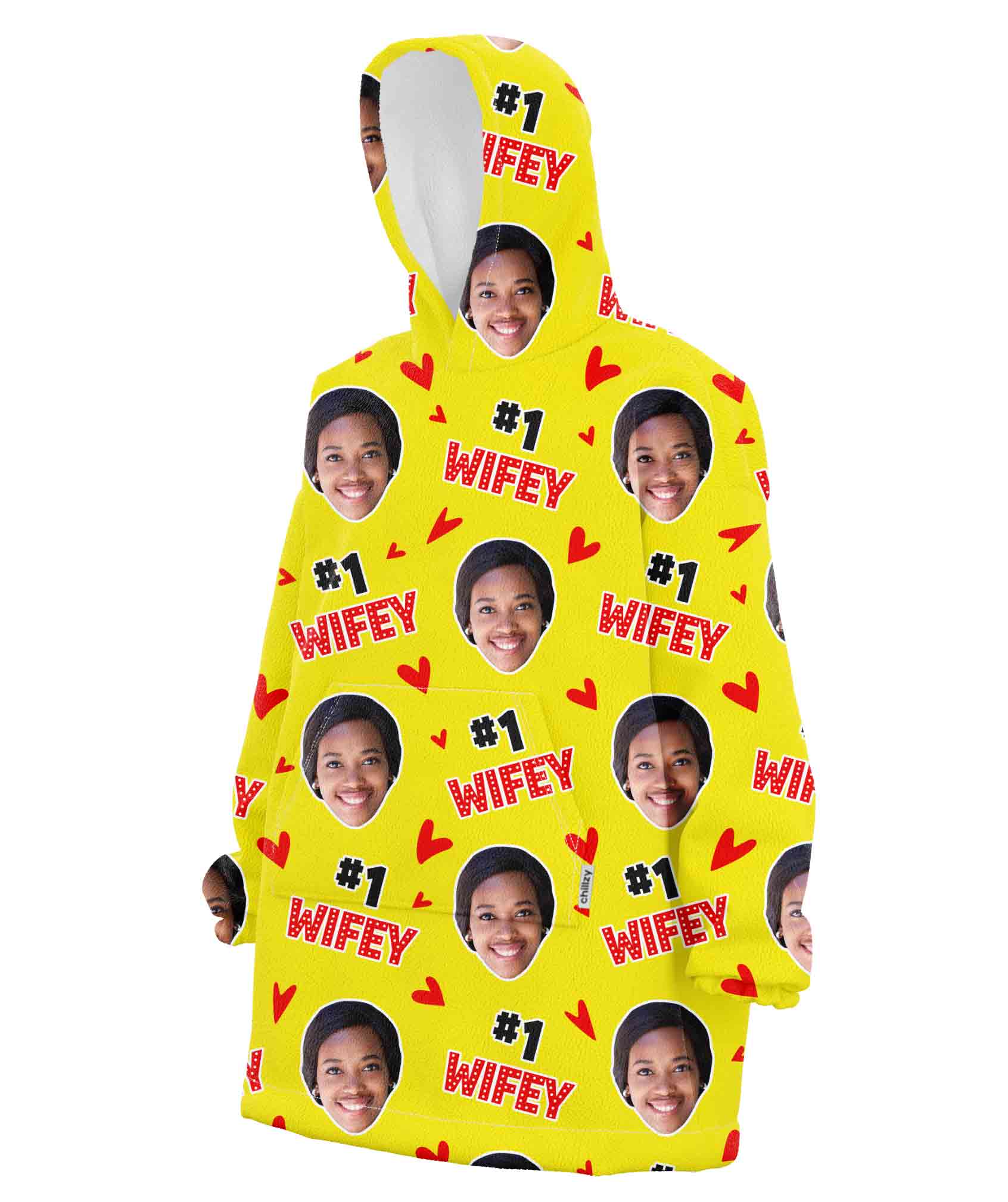 #1 Wifey Face Chillzy Hoodie Blanket