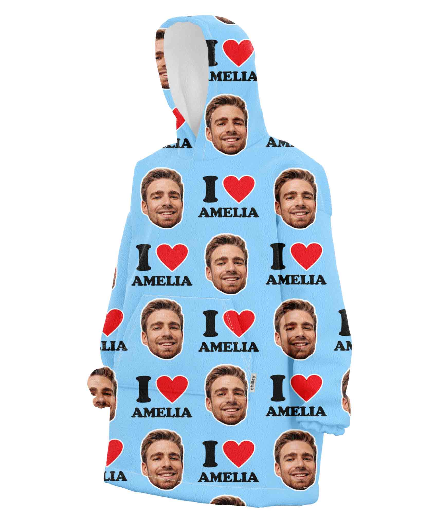 I Heart Custom Chillzy Hoodie Blanket