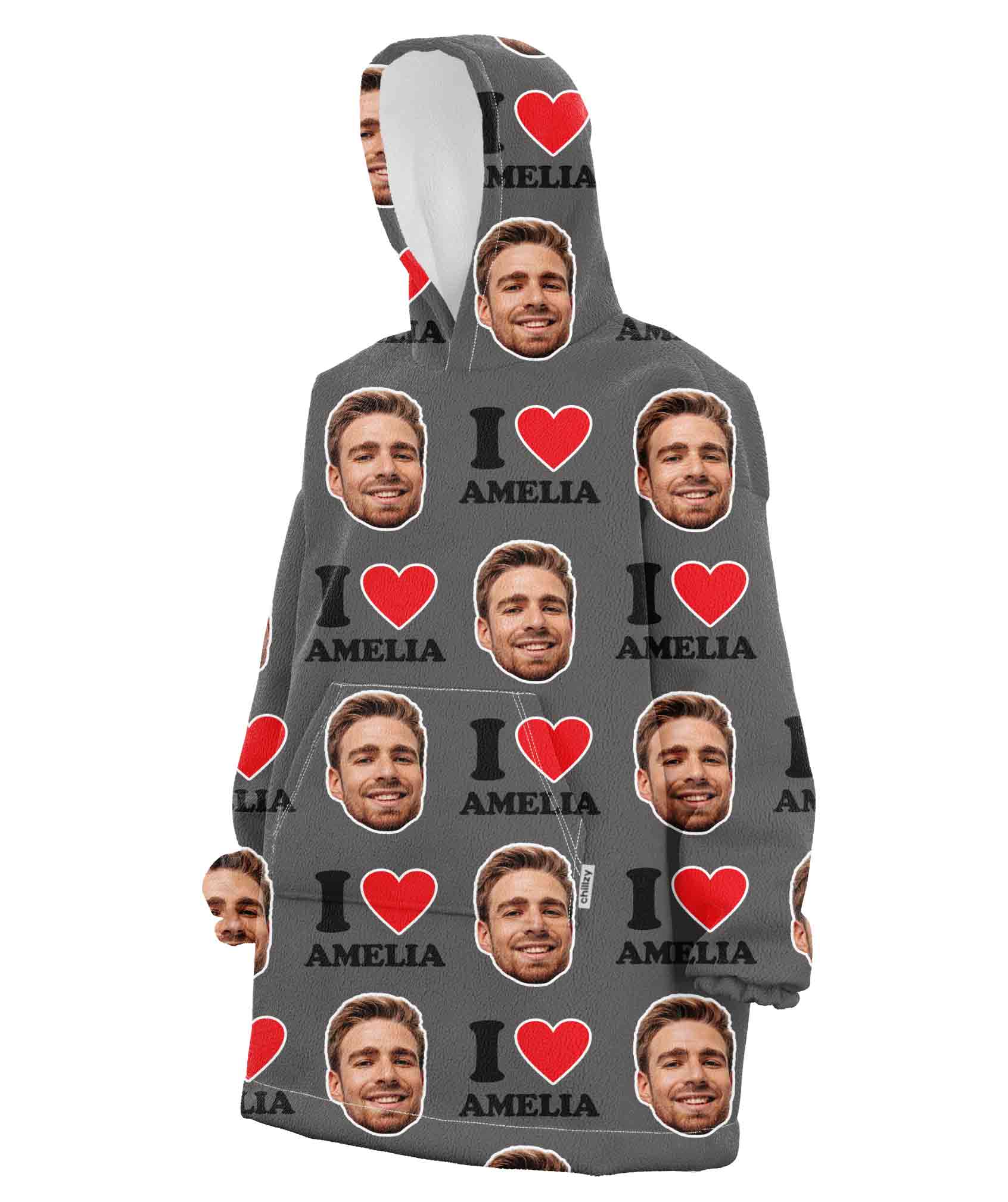 I Heart Custom Chillzy Hoodie Blanket