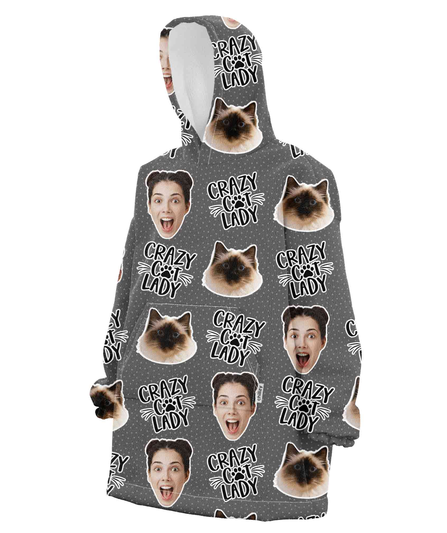 Crazy Cat Lady Chillzy Hoodie Blanket