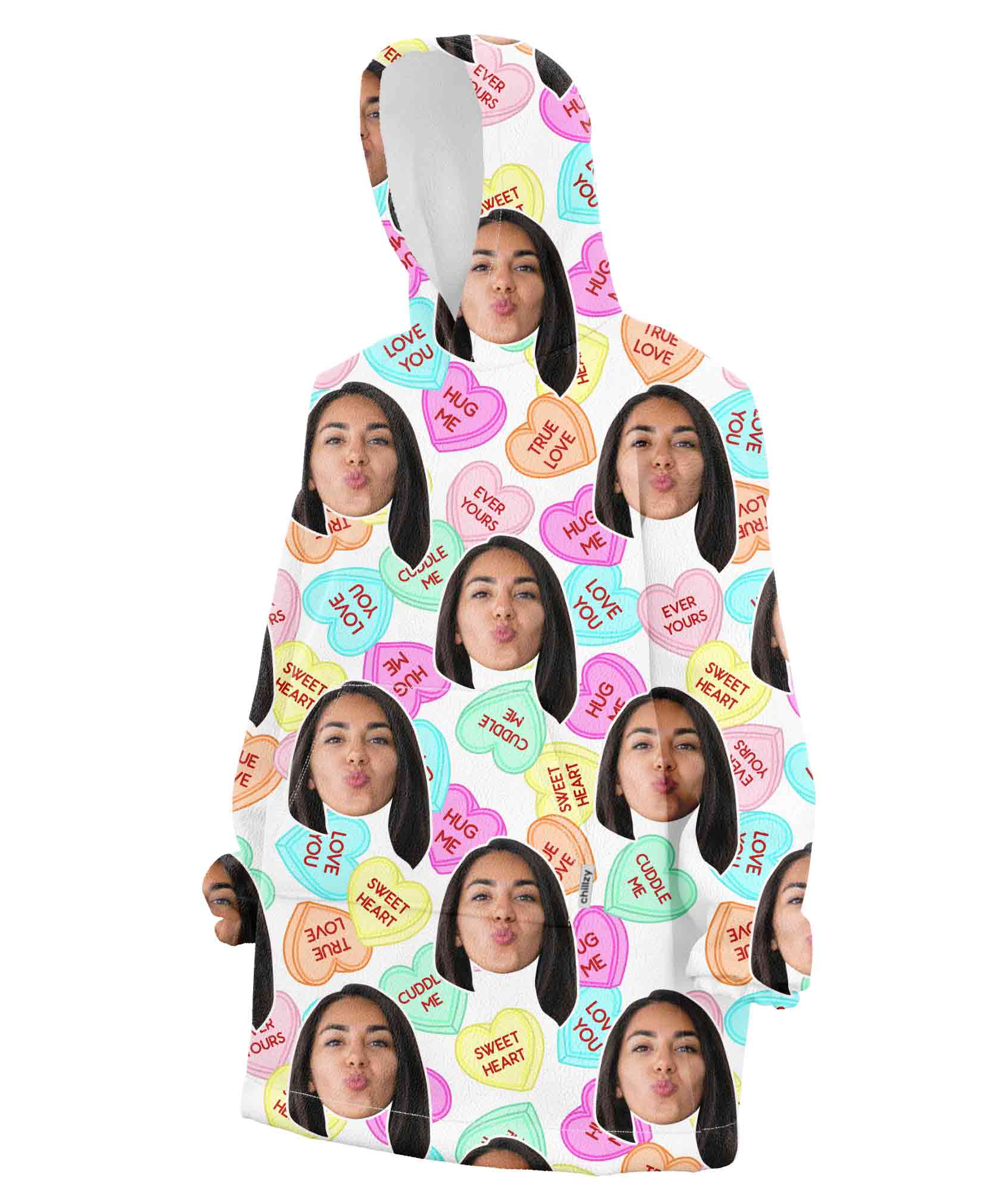 Love Hearts Hoodie Blanket