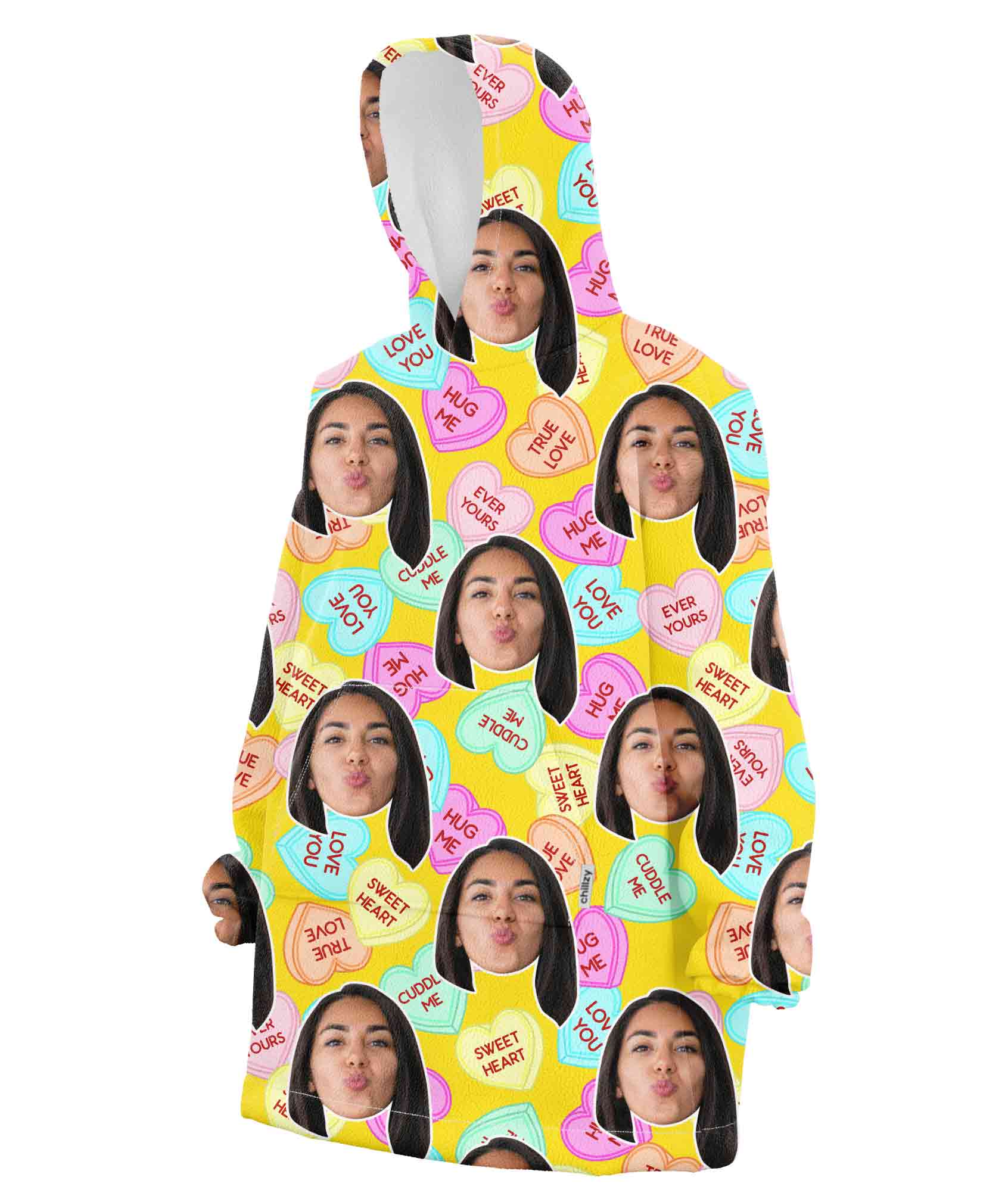 Love Hearts Hoodie Blanket