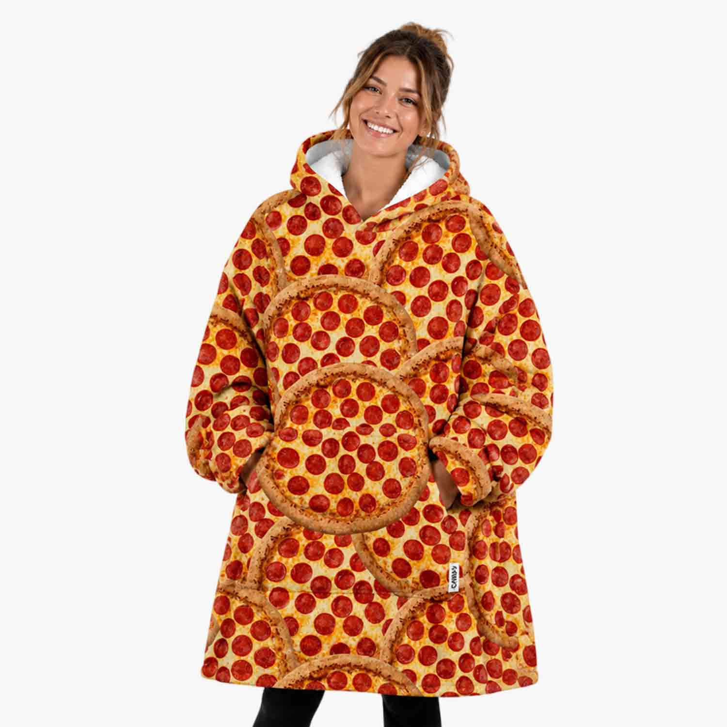 Pizza Pepperoni Adult Chillzy Hoodie Blanket