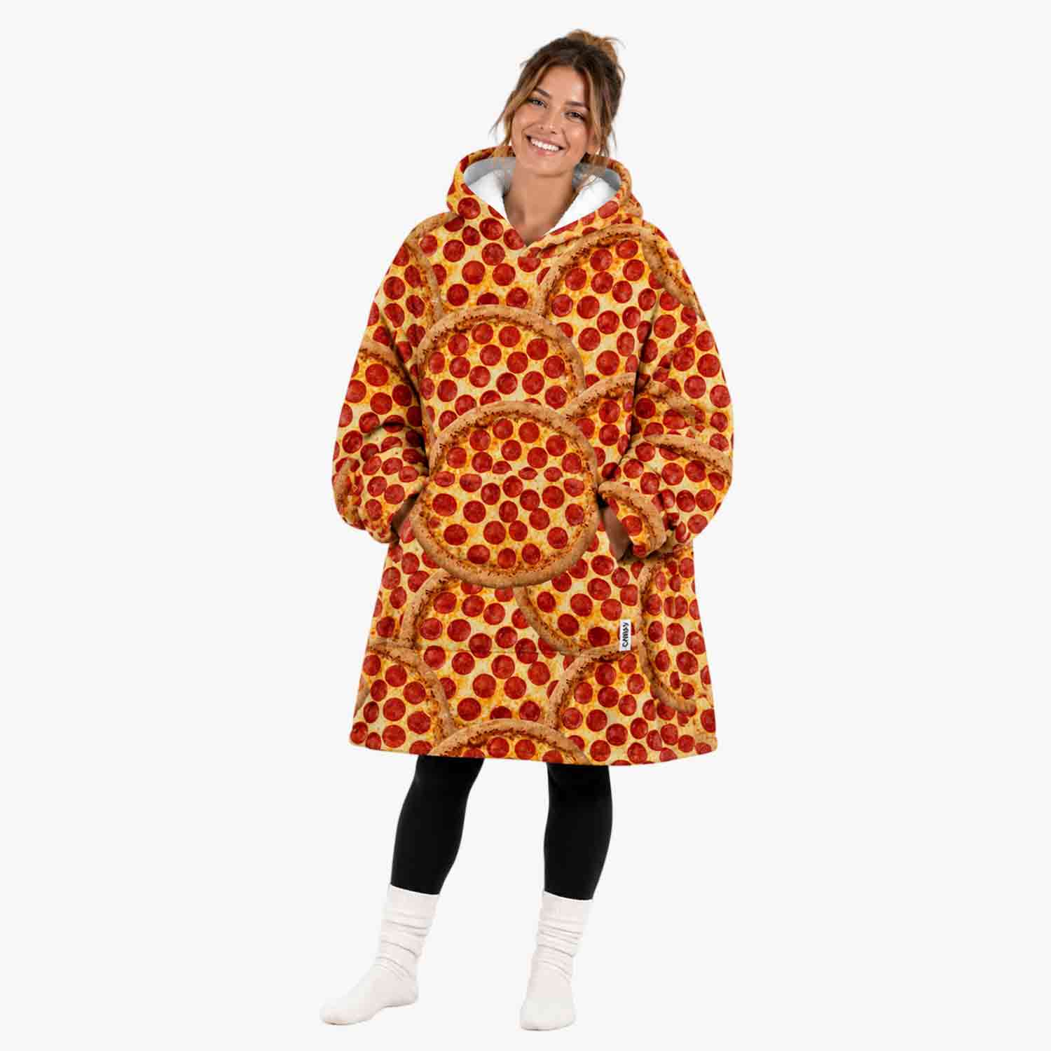 Pizza Pepperoni Adult Chillzy Hoodie Blanket