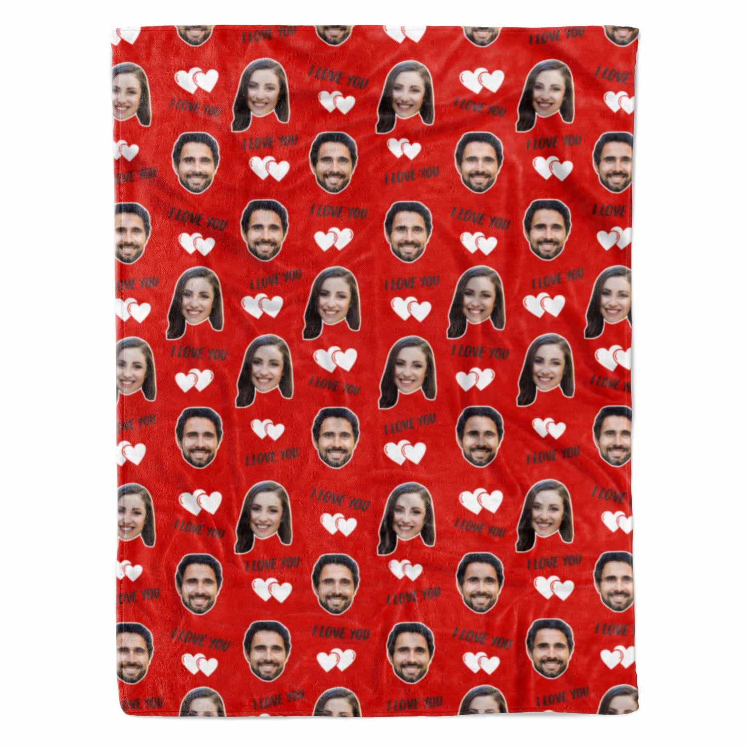 I Love You Couple Faces Personalised Blanket