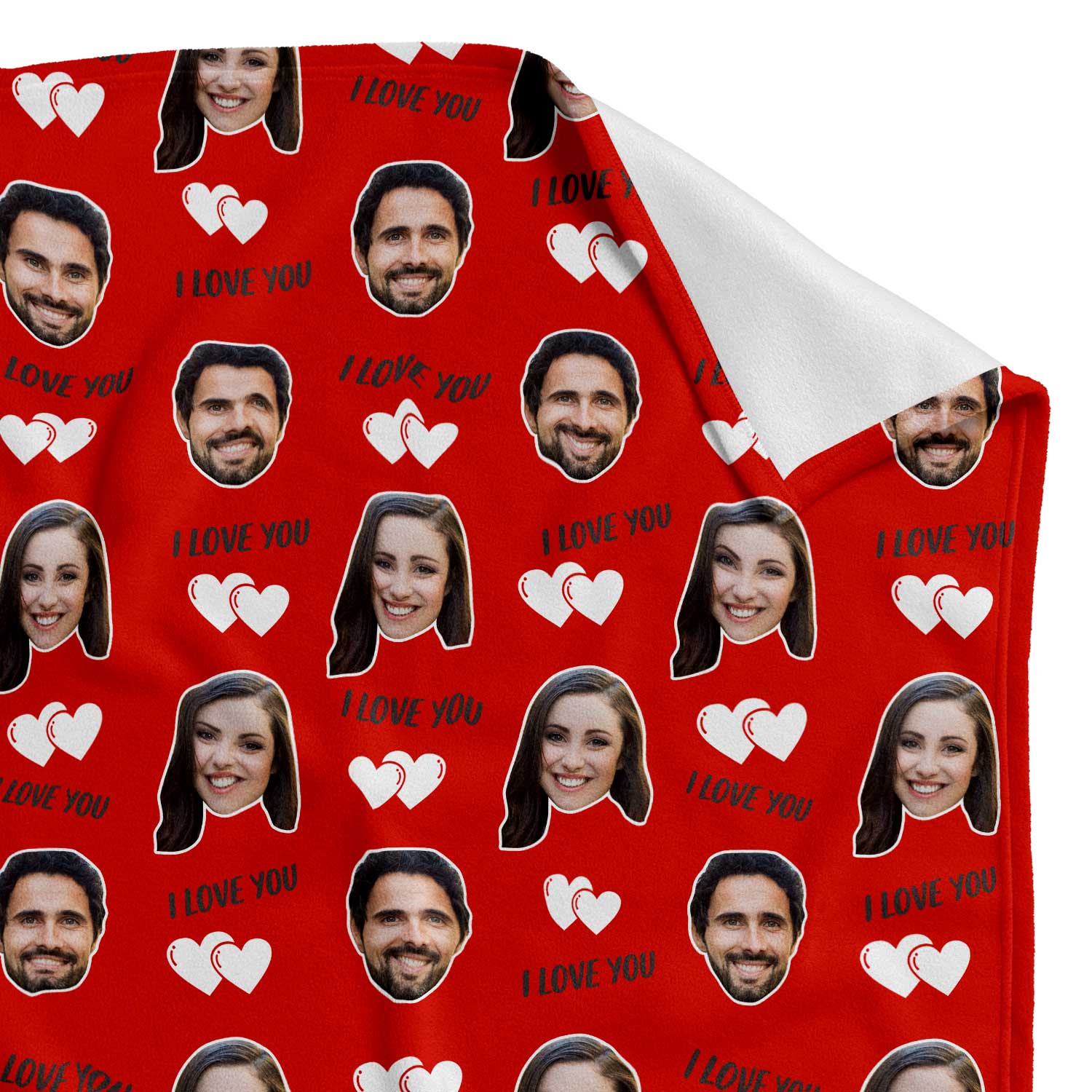I Love You Couple Faces Personalised Blanket