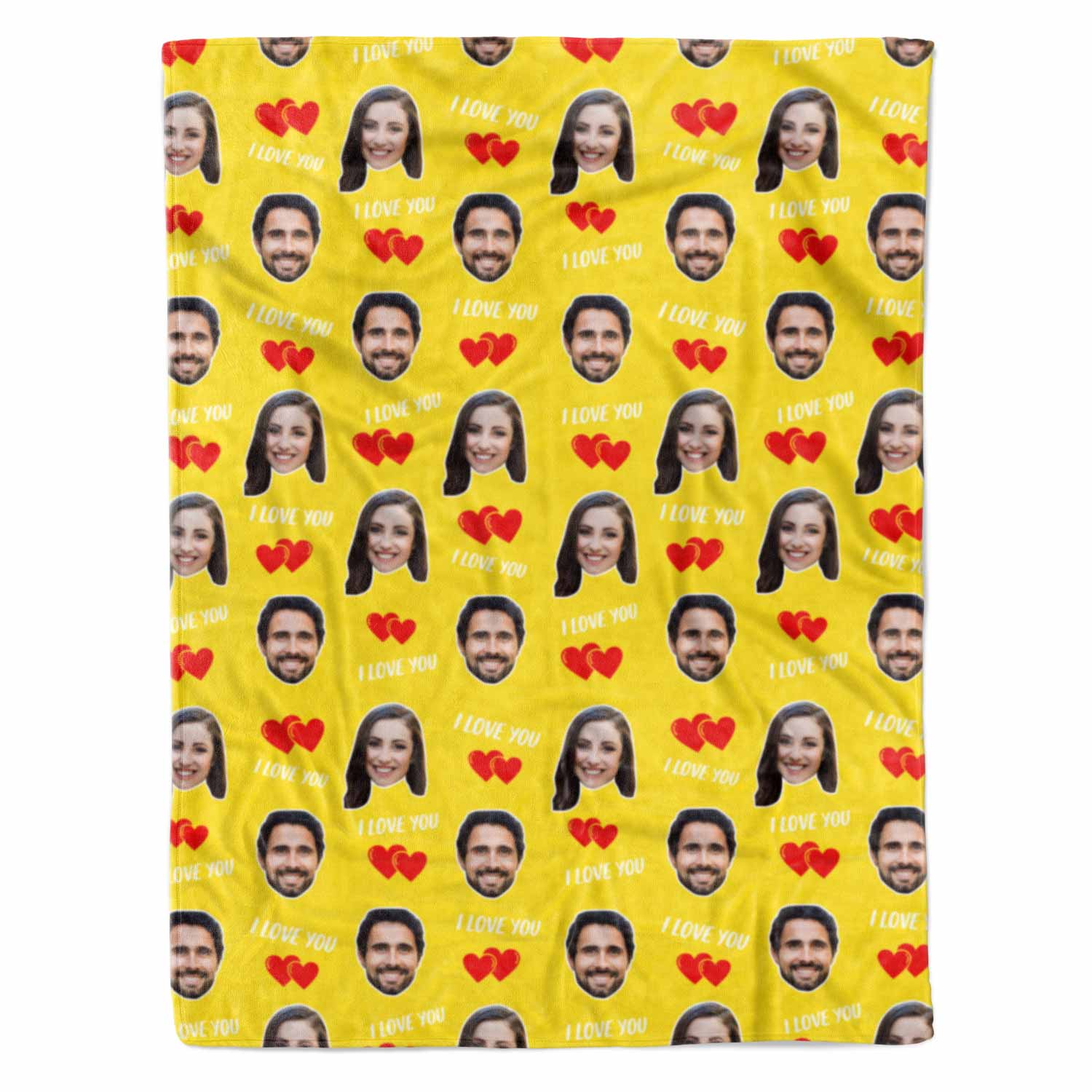 I Love You Couple Faces Personalised Blanket