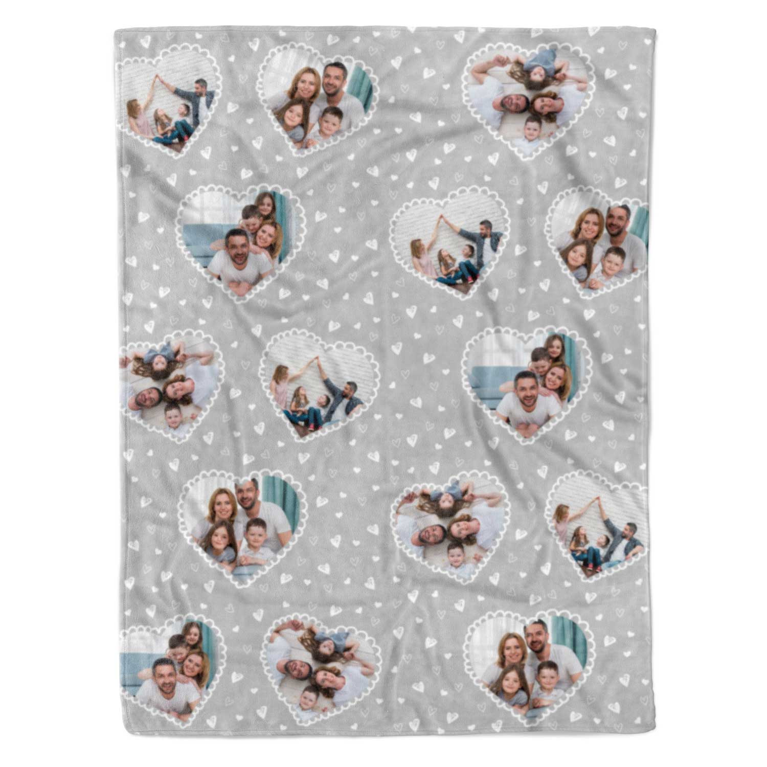 Lace Heart Photo Collage Personalised Blanket