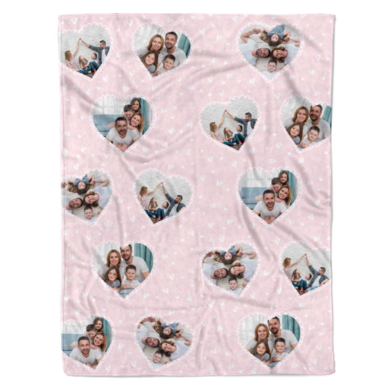 Lace Heart Photo Collage Personalised Blanket