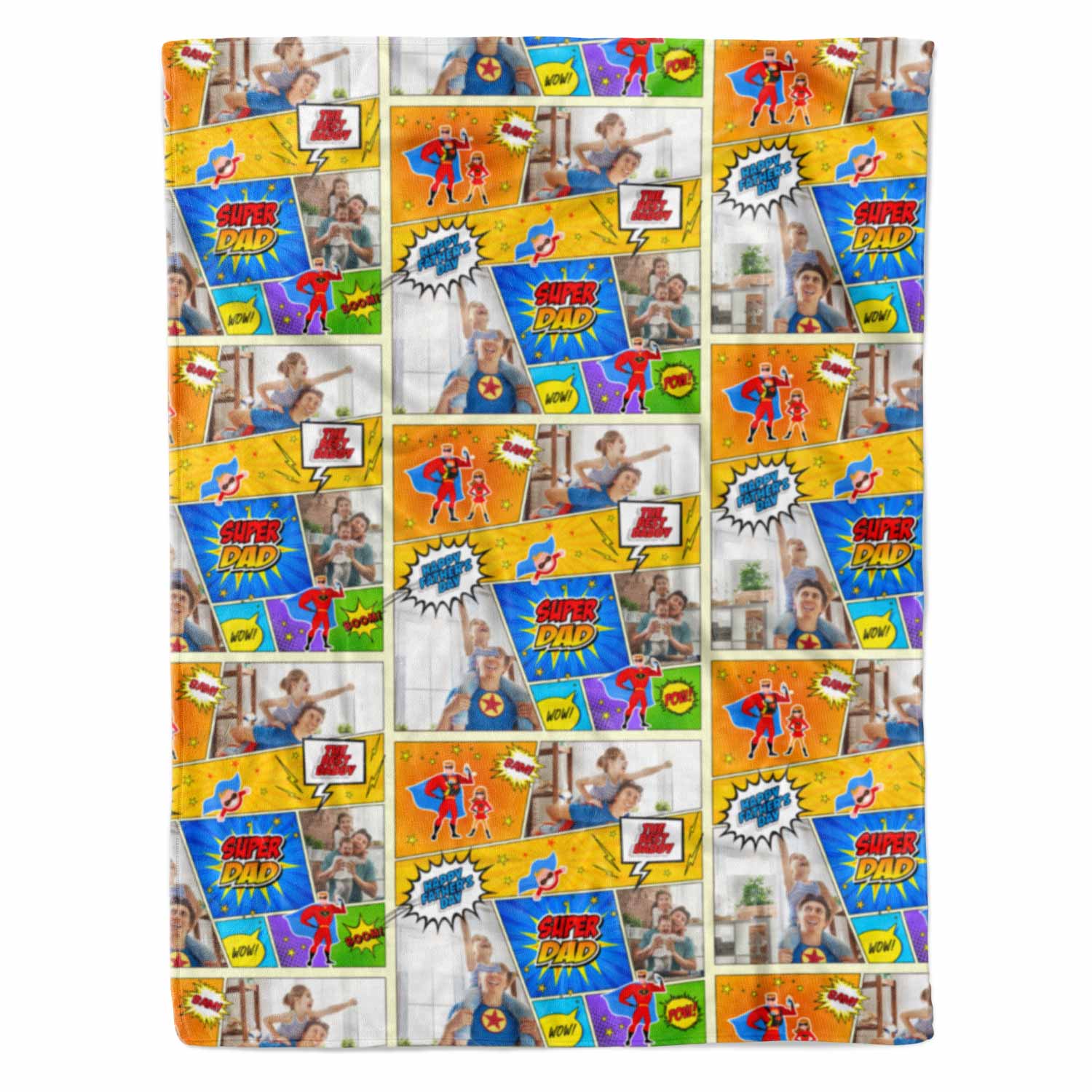 Super Dad Personalised Comic Strip Fathers Day Blanket