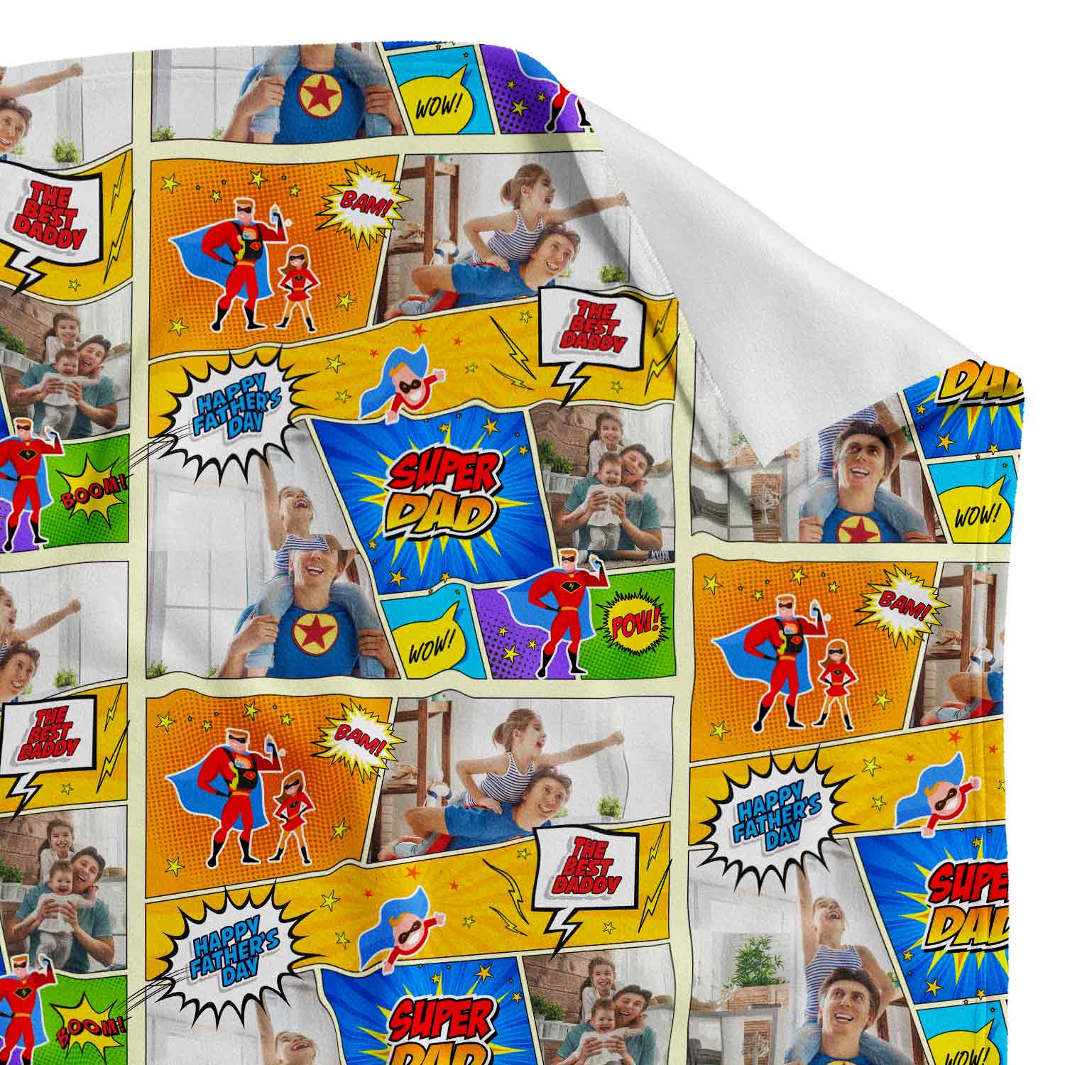 Super Dad Personalised Comic Strip Fathers Day Blanket