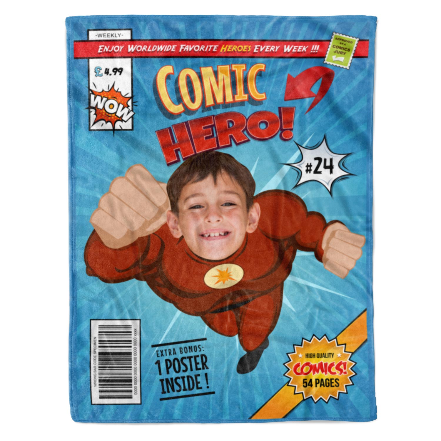 Comic Hero Magazine Personalised Blanket