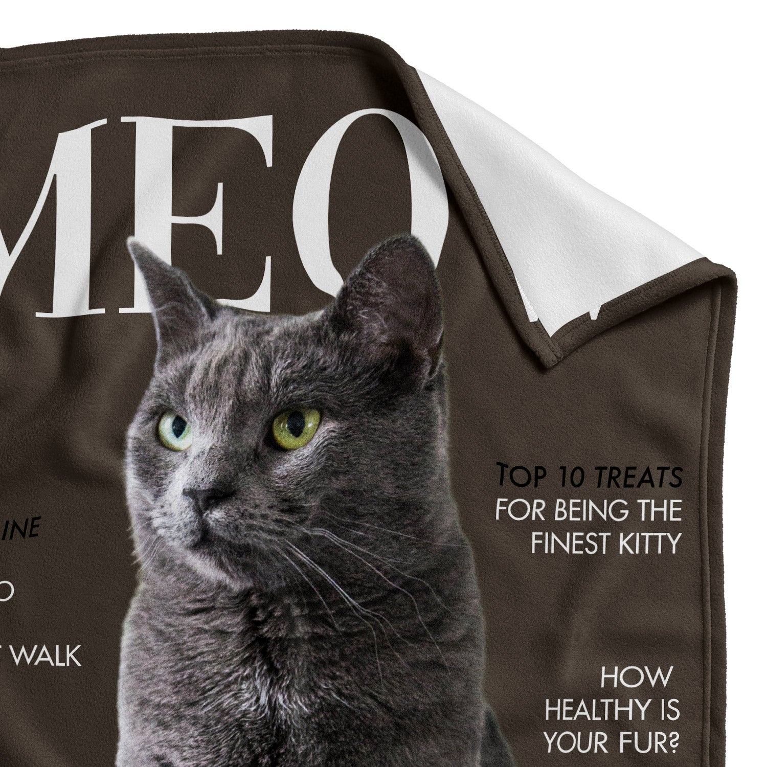 Meow Vogue Fashion Magazine Cover Personalised Cat Blanket