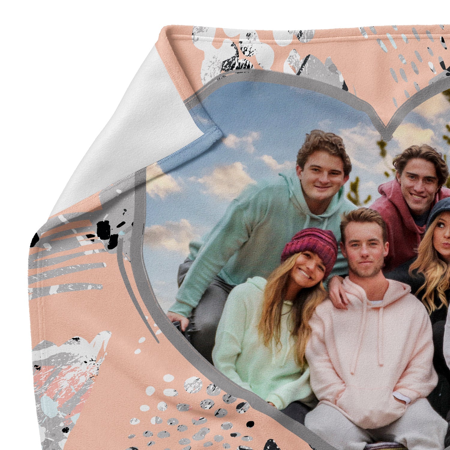 Abstract Textured Heart Shaped Photo Blanket