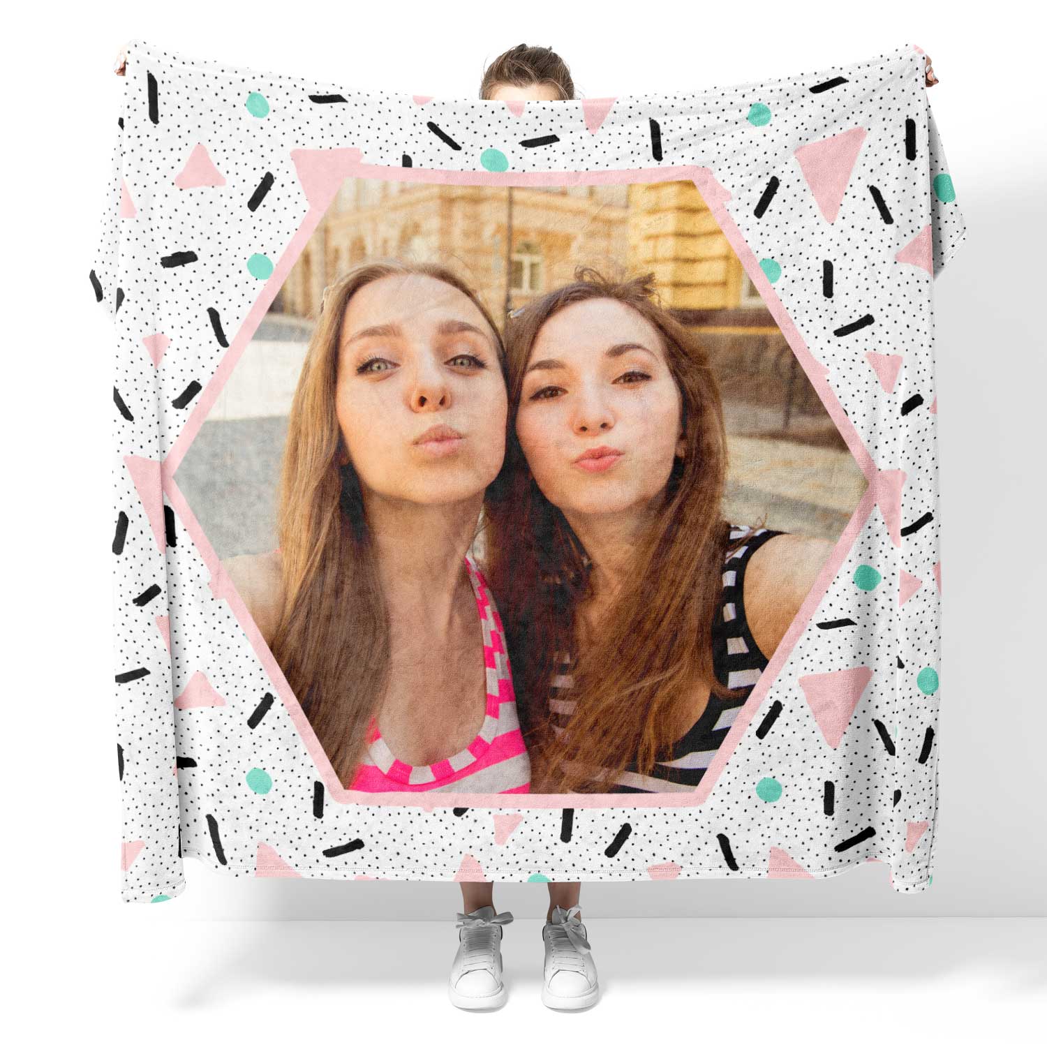 Abstract Hexagon Shaped Photo Blanket