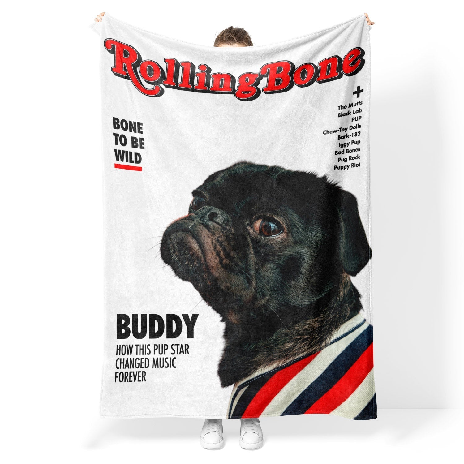RollingBone Music Magazine Cover Personalised Dog Blanket