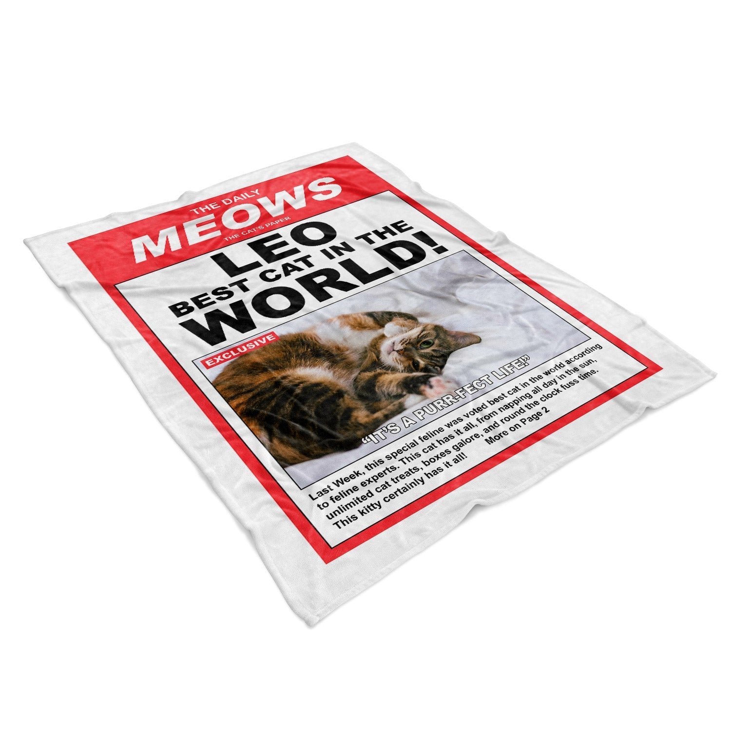 The Weekly Meow! Magazine Cover Personalised Cat Blanket