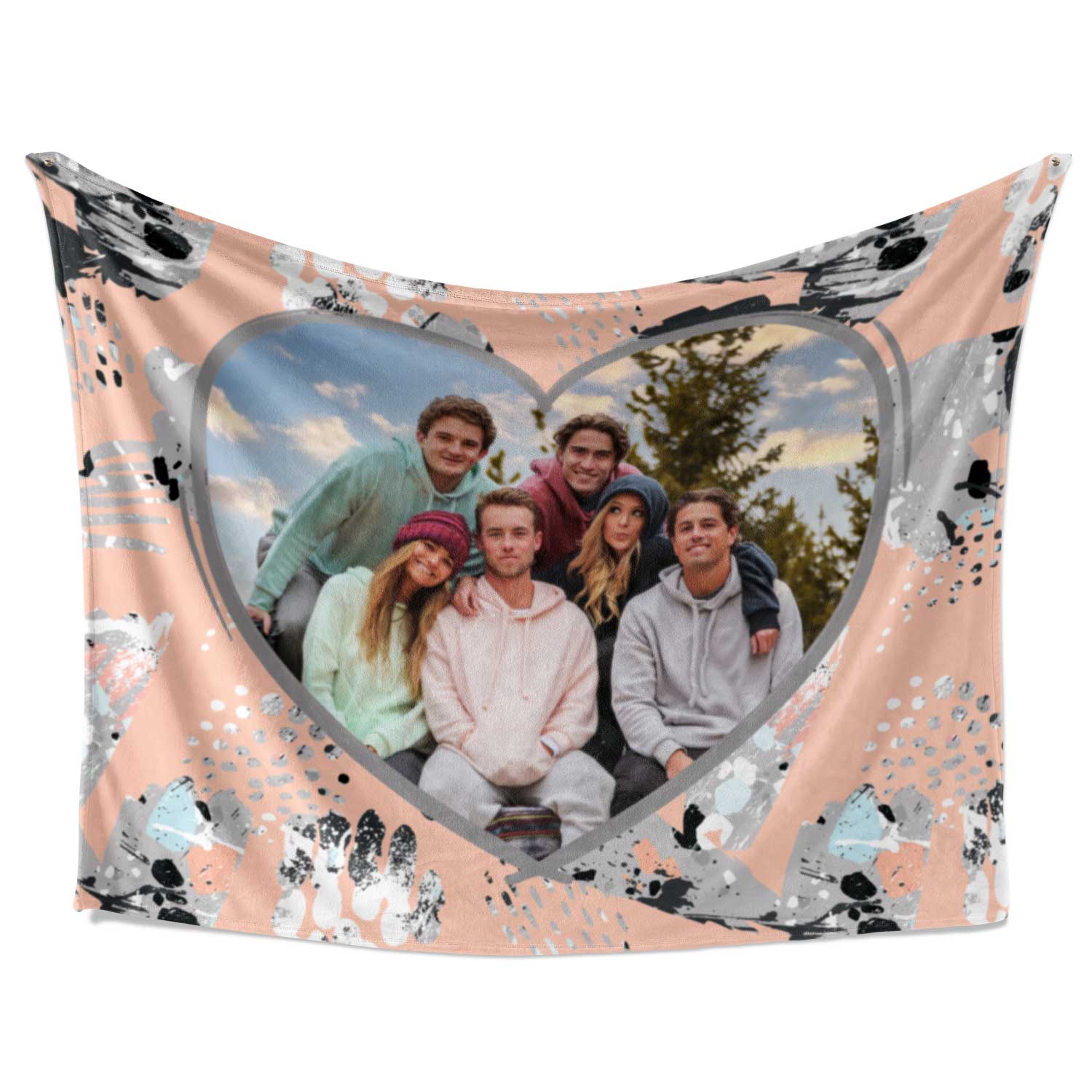 Abstract Textured Heart Shaped Photo Blanket