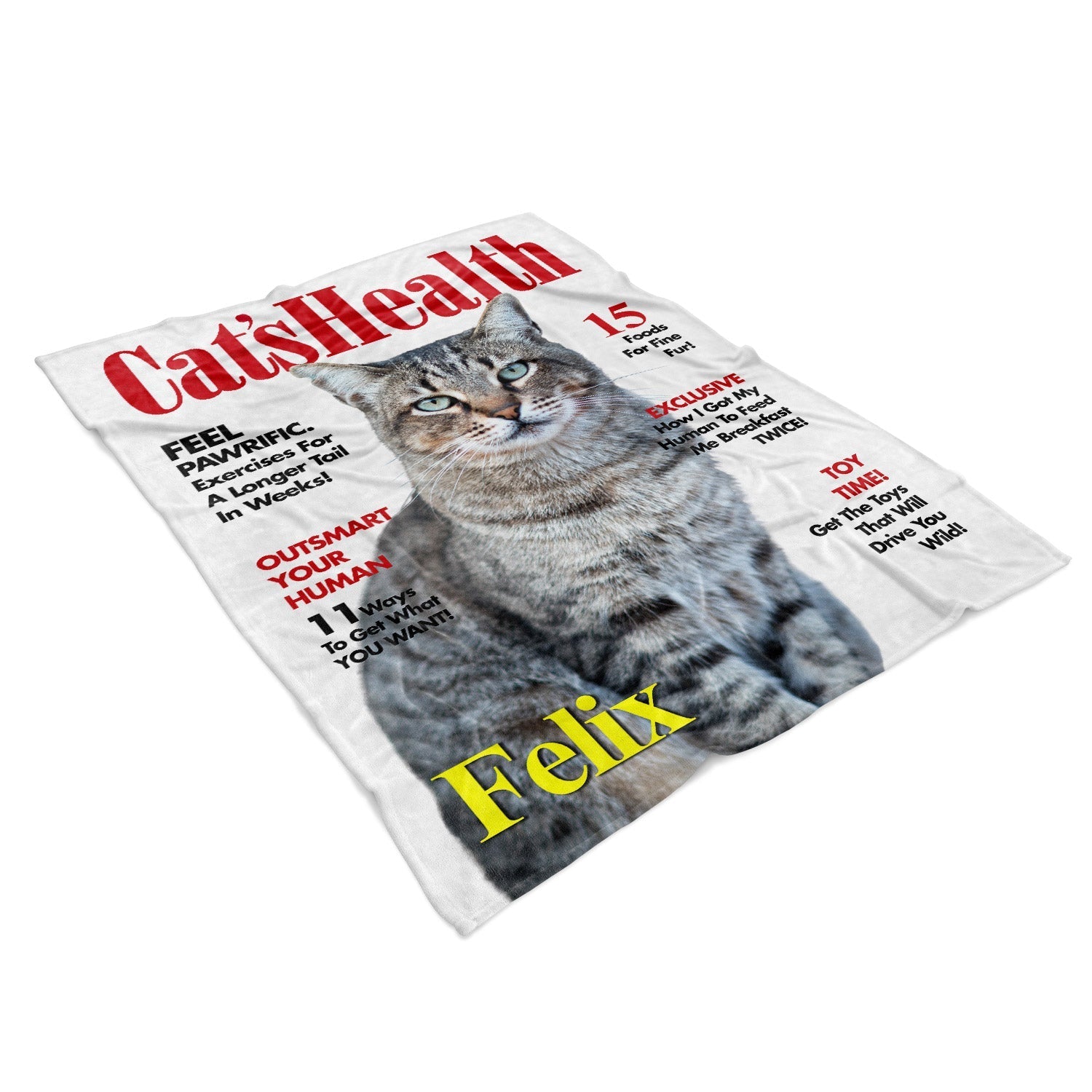 Cats Health Fashion Magazine Cover Personalised Cat Blanket