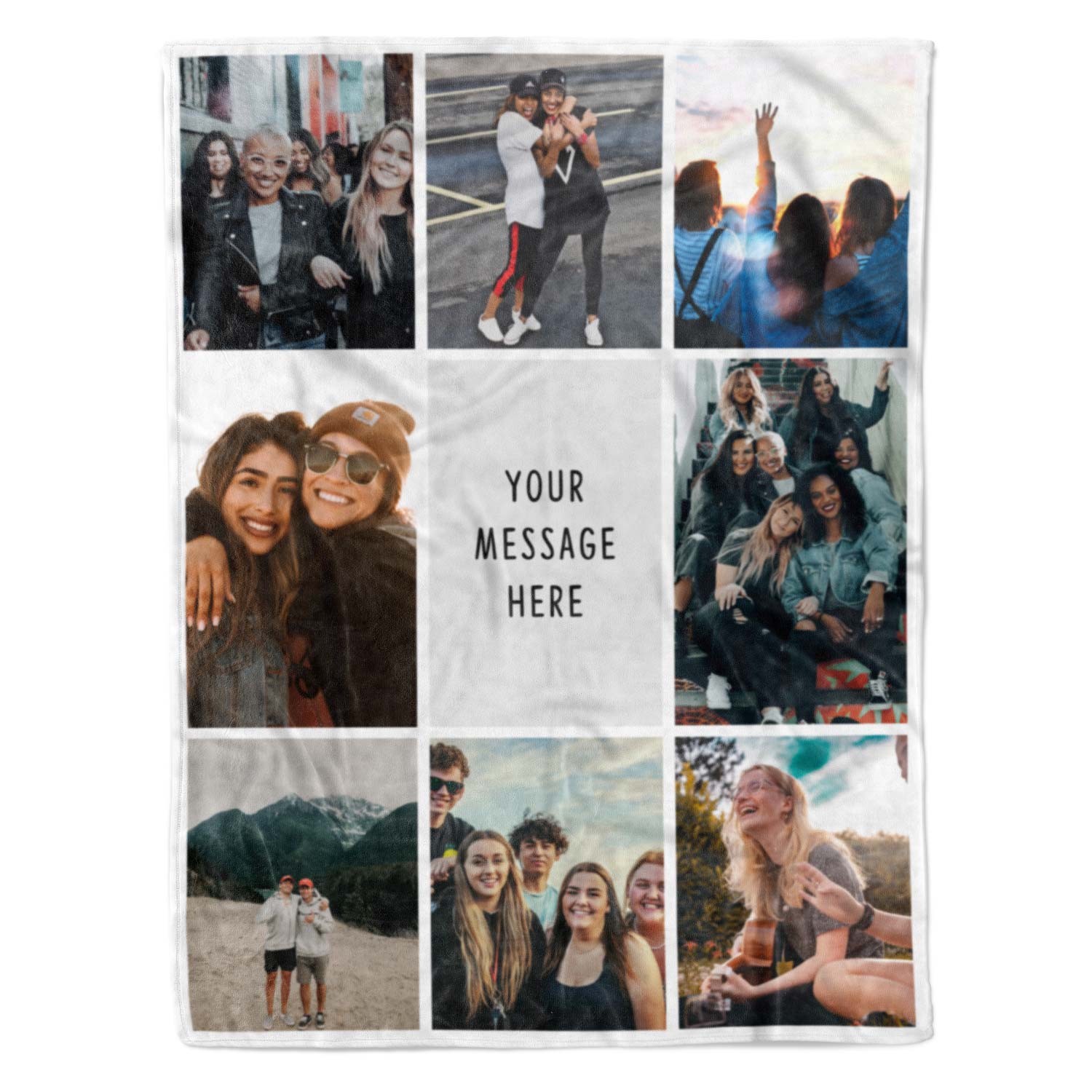 Photo Collage Personalised Blanket With Text