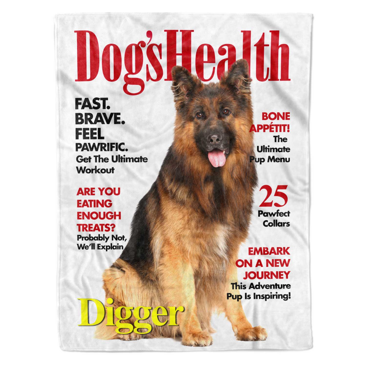 Dogs Health Fashion Magazine Cover Personalised Dog Blanket