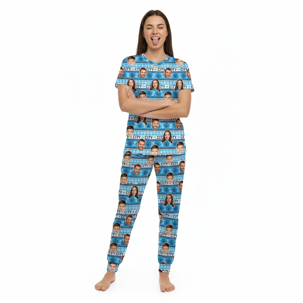 Christmas Man City Personalised Women's Pyjamas - Trouser Set