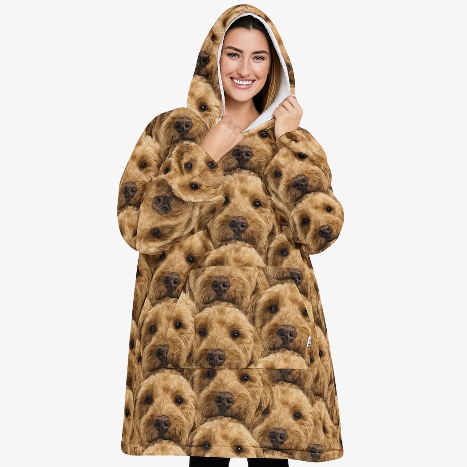dog mash up photo hooded blanket