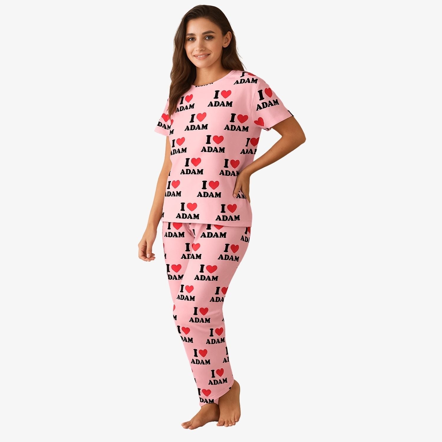 Women's I Heart custom Name Personalised PJs