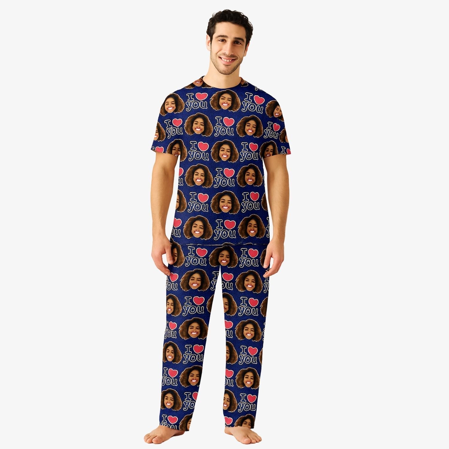 Men's I Heart You Personalised Pyjamas - Trouser Set