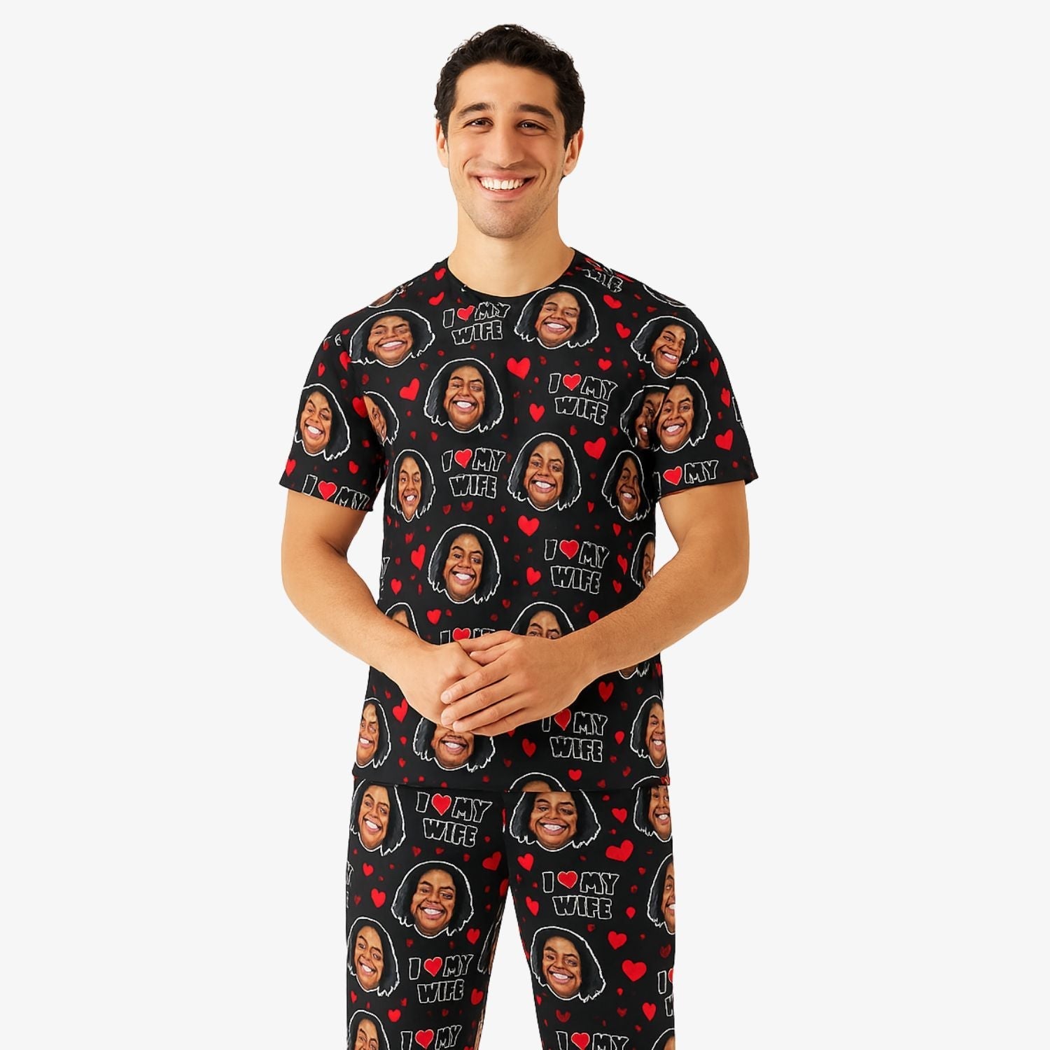 Men's I Love My Wife personalised Pyjamas