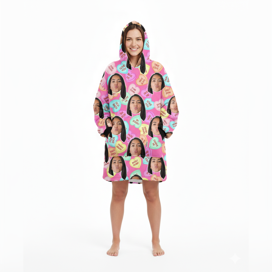 Love Hearts Hoodie Blanket