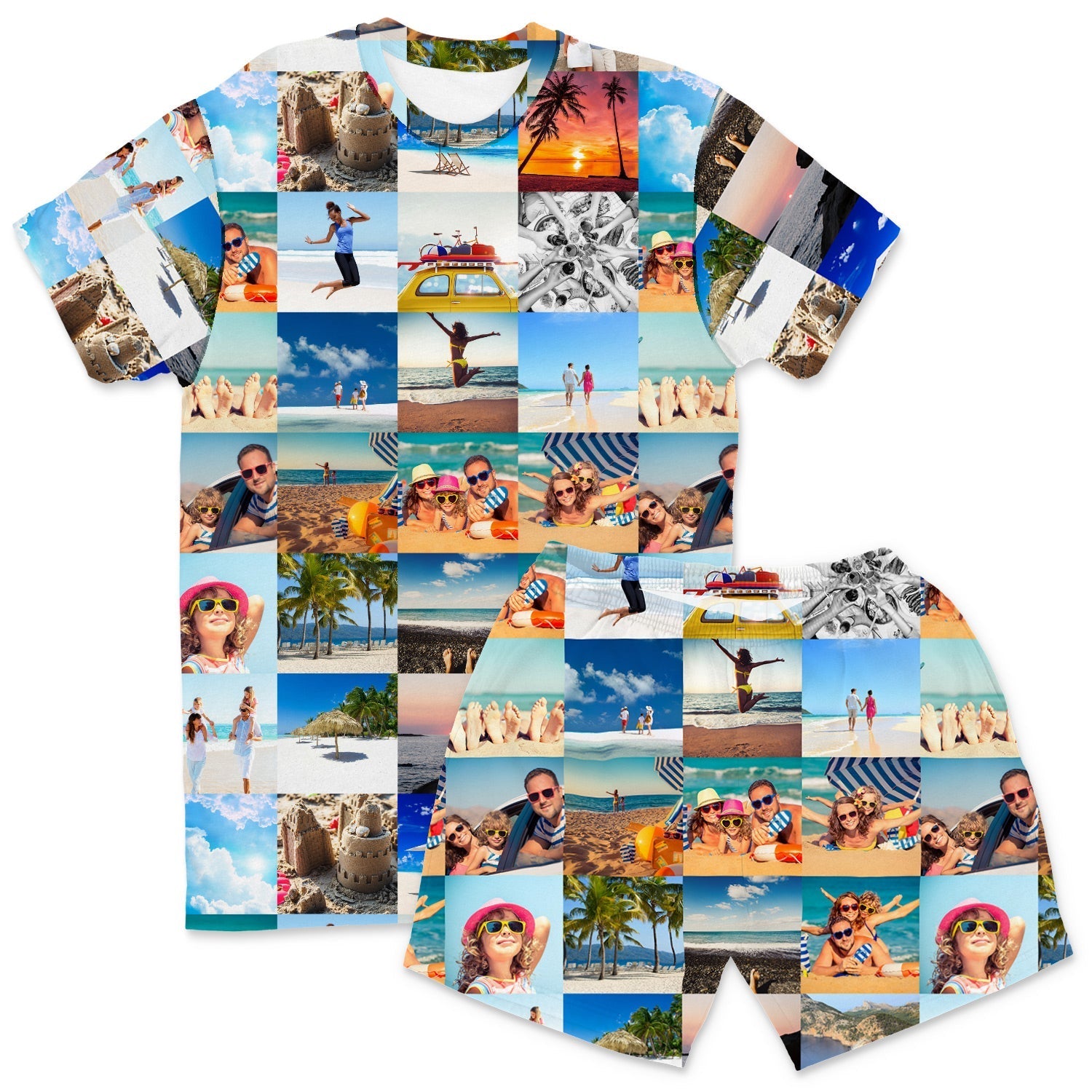 Photo Collage Custom Men's PJ Shorts Set