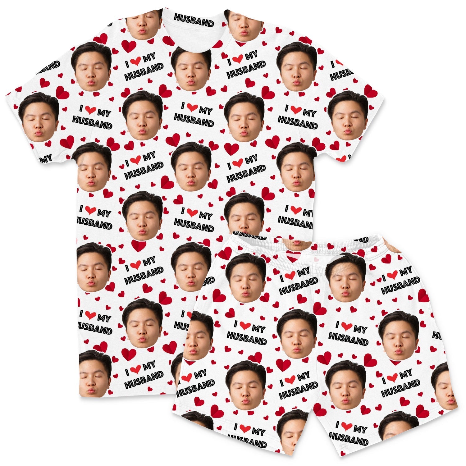 I Love My Husband Custom Men's PJ Shorts Set