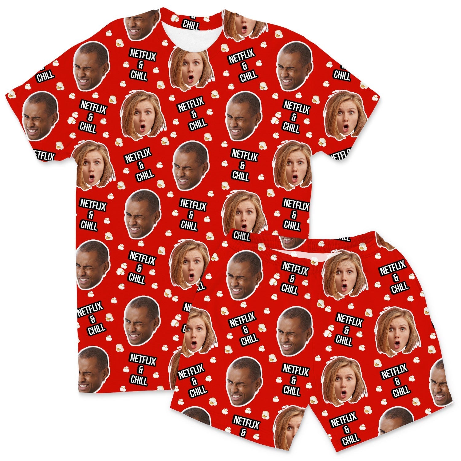 Netflix and Chill Custom Men's PJ Shorts Set