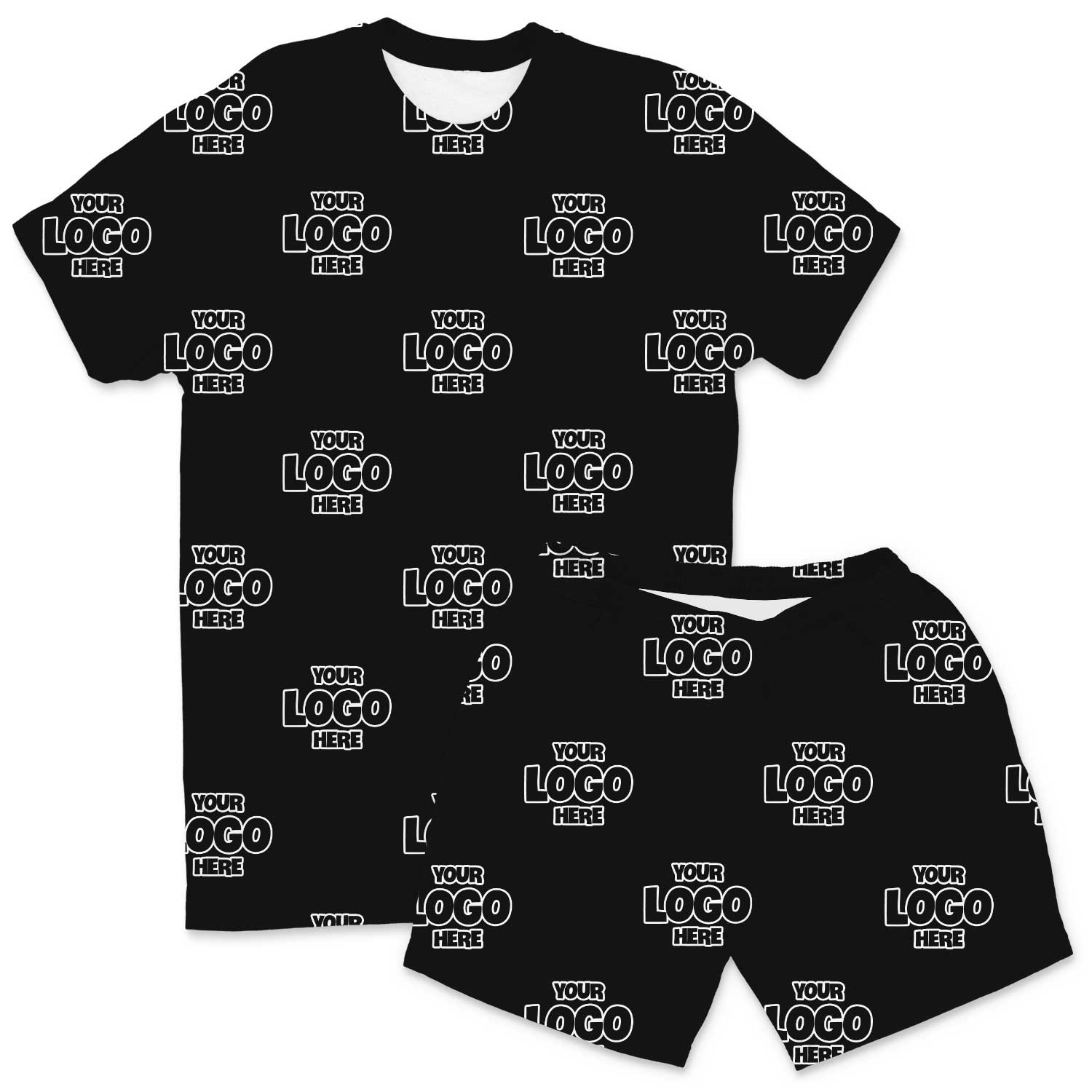 Your Logo Pattern Men's PJ Shorts Set