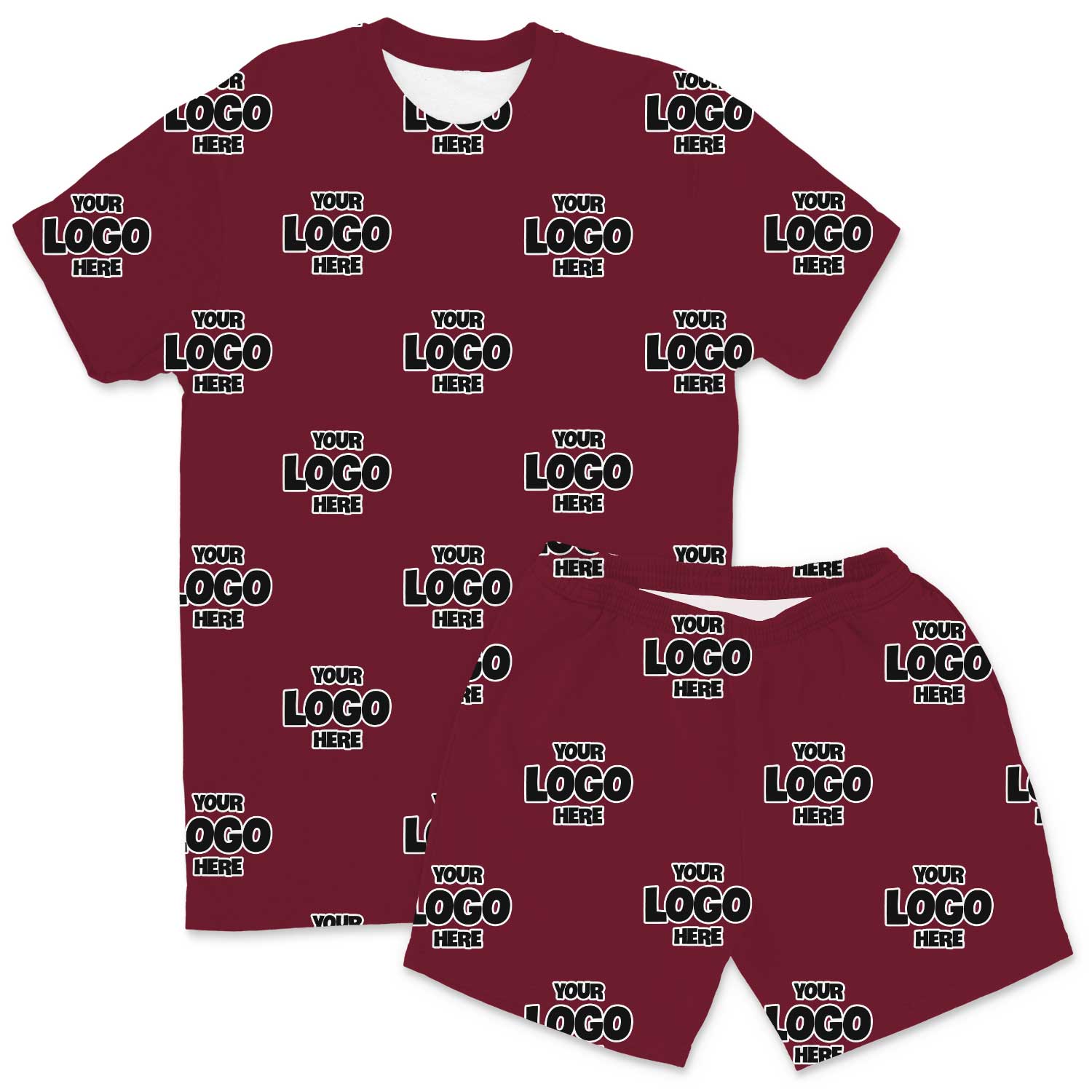 Your Logo Pattern Men's PJ Shorts Set