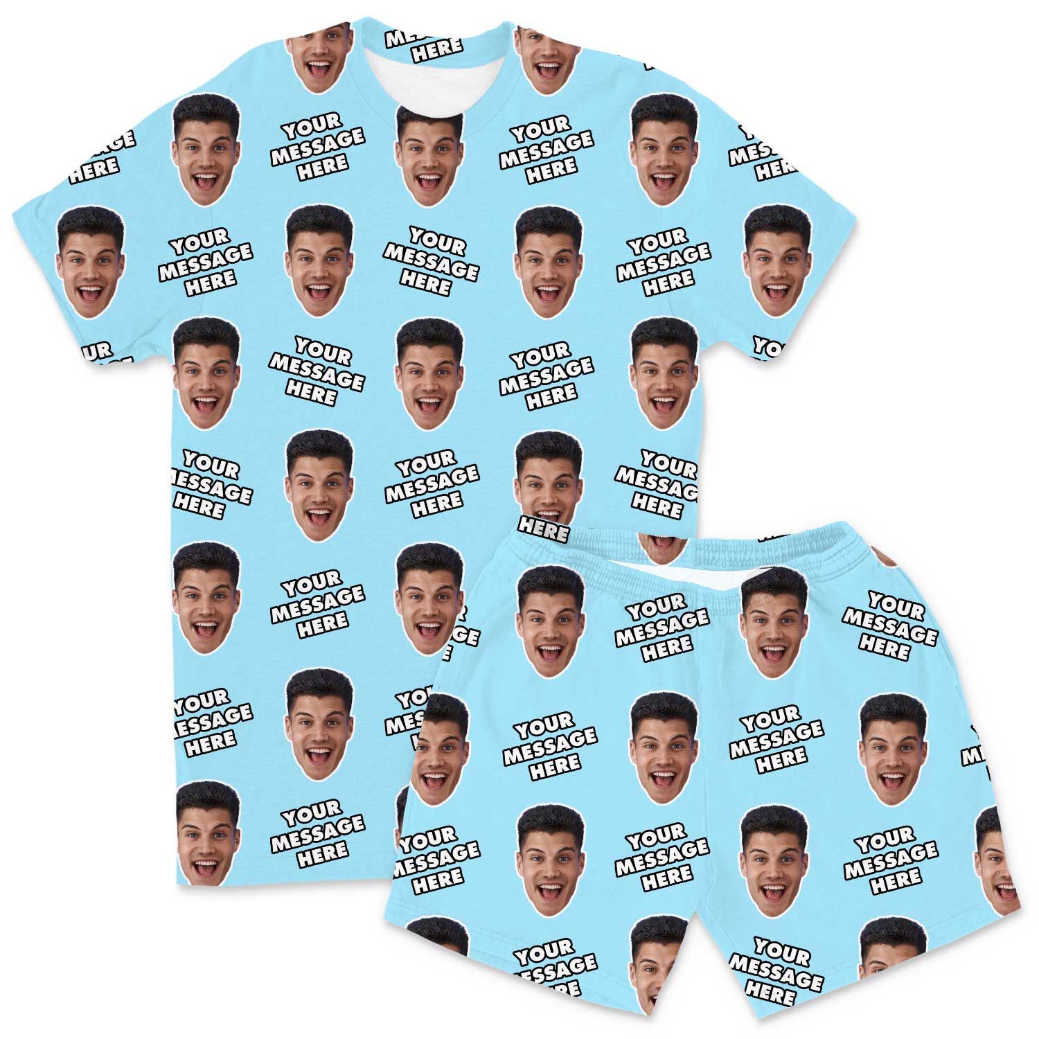 Your Face & Message Men's Personalised PJs - Shorts Set