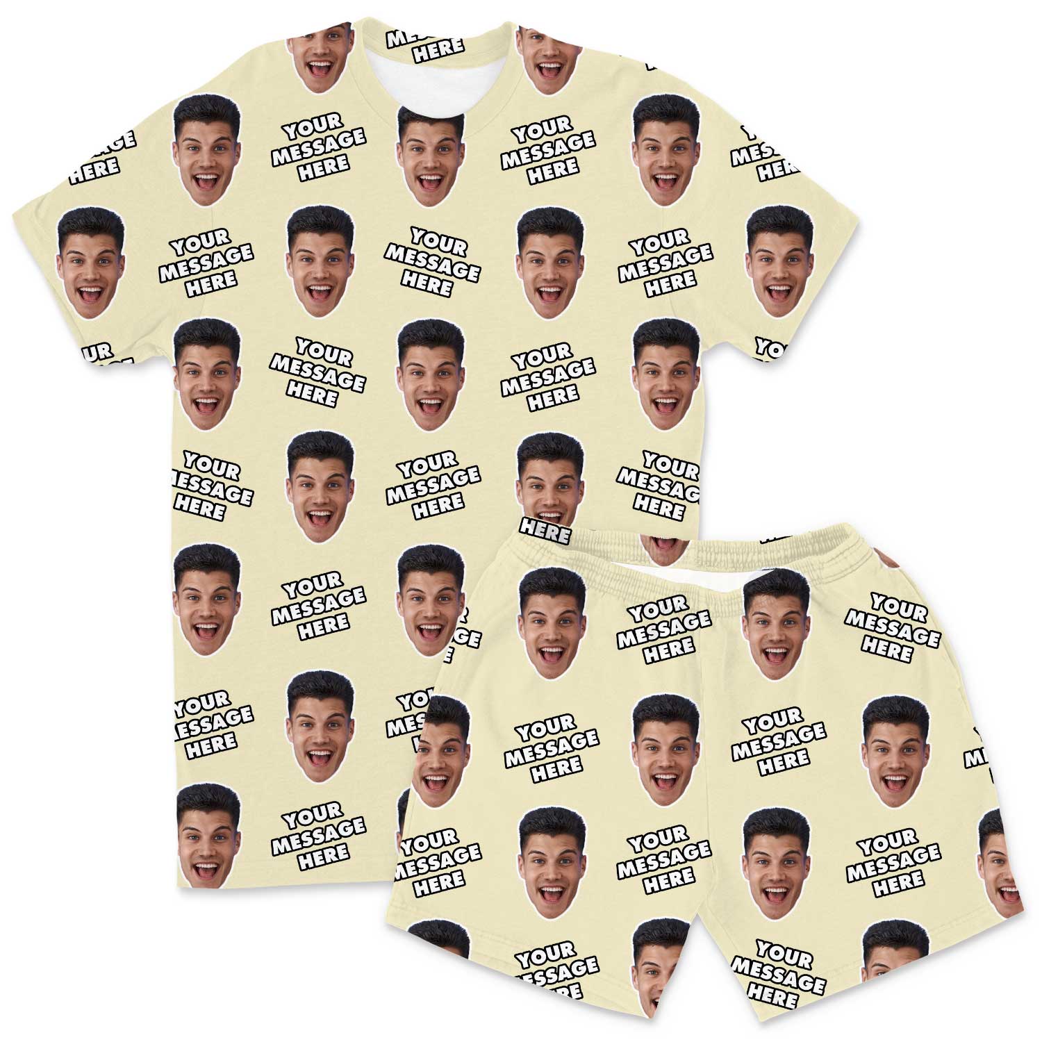 Your Face & Message Men's Personalised PJs - Shorts Set