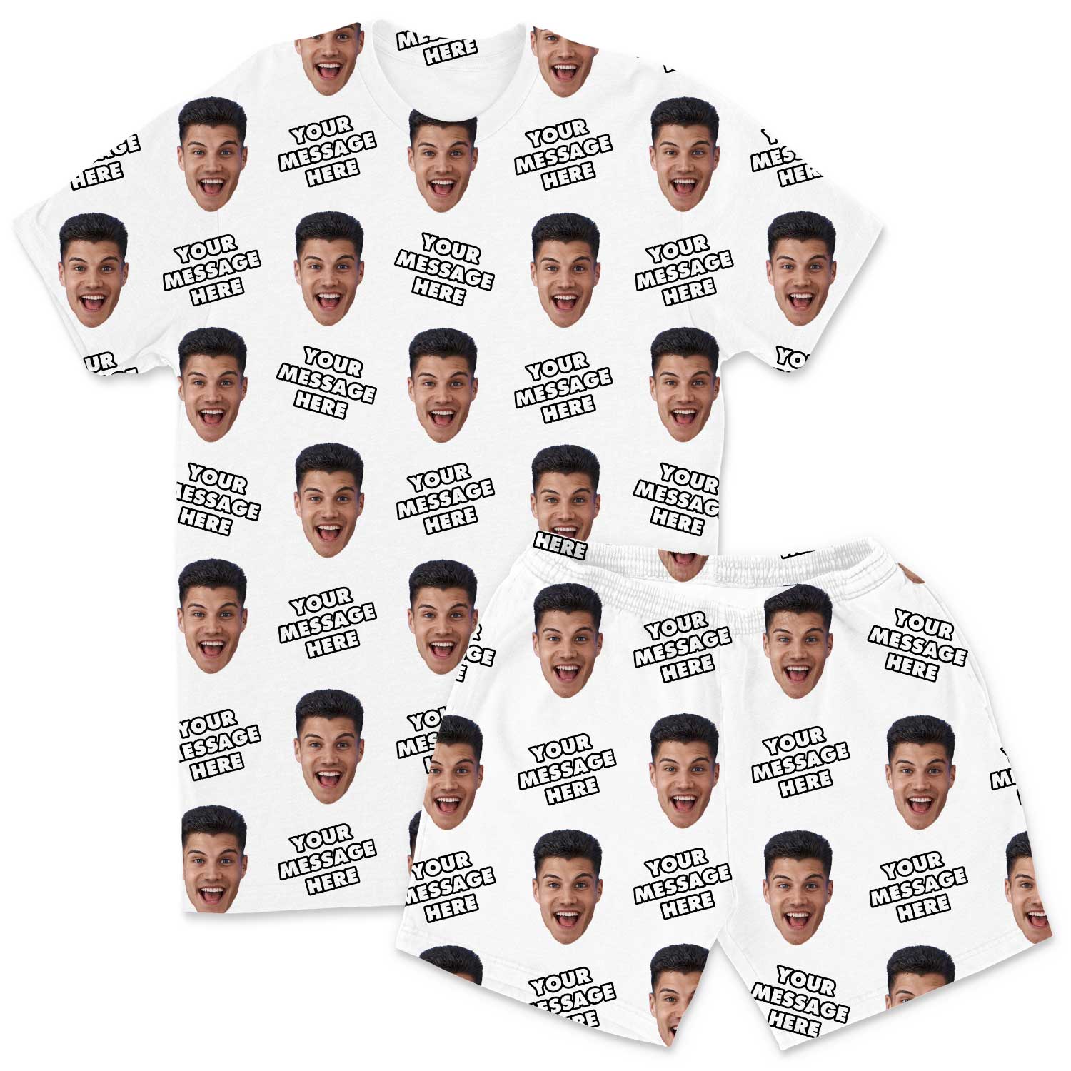 Your Face & Message Men's Personalised PJs - Shorts Set
