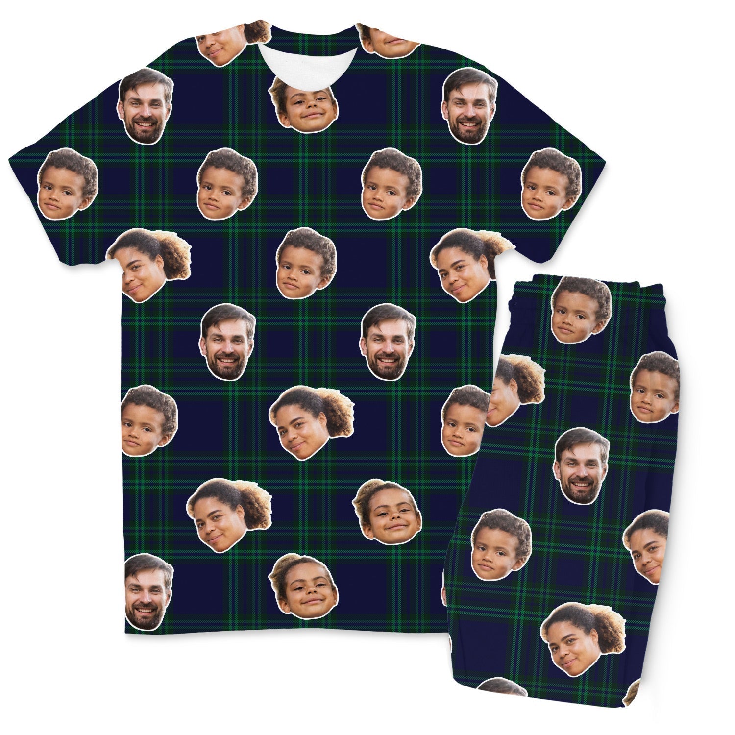 Navy Tartan Custom Men's PJ Trousers Set