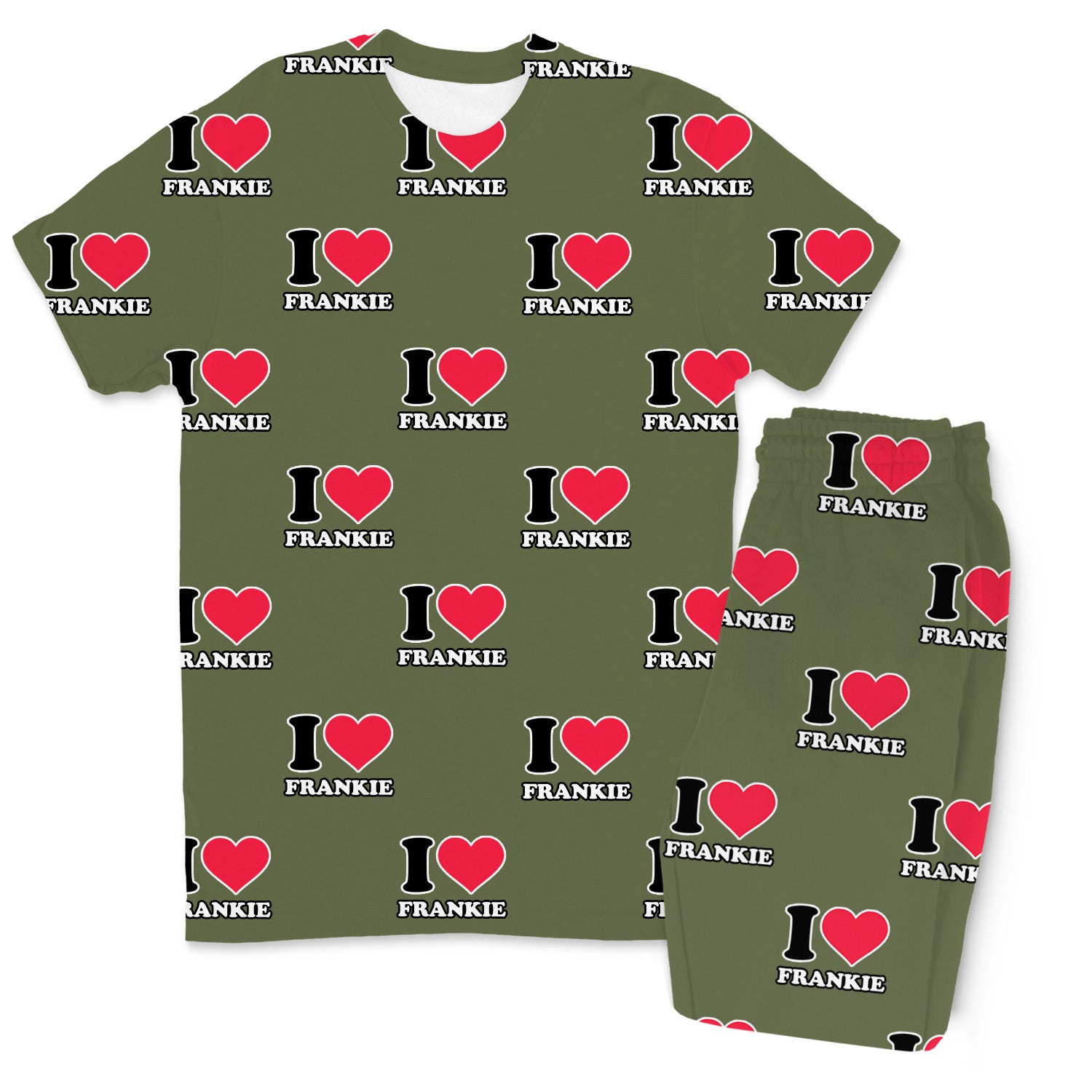 Men's I Heart Name Personalised PJs - Trousers Set