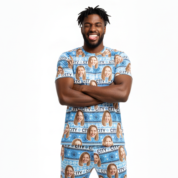 Christmas Man City Men's Personalised Pyjamas - Trouser Set
