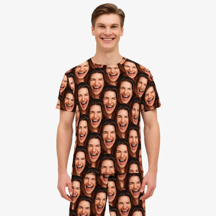 Men's Face Mash Pyjamas Shorts Set