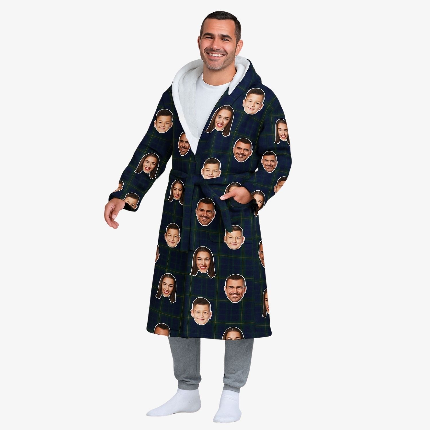 Navy Tartan custom bath robe