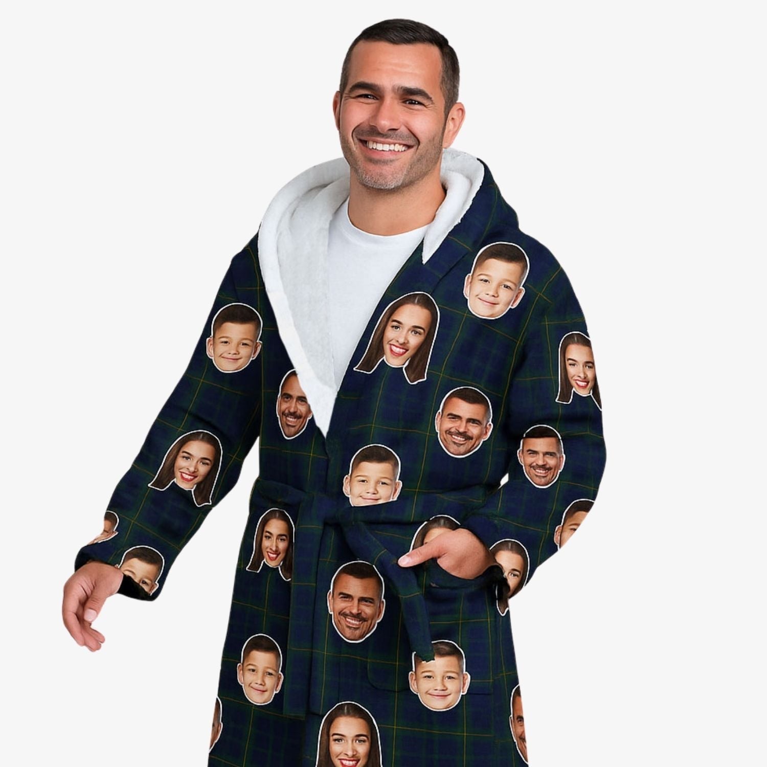 Navy Tartan Personalised Dressing Gown